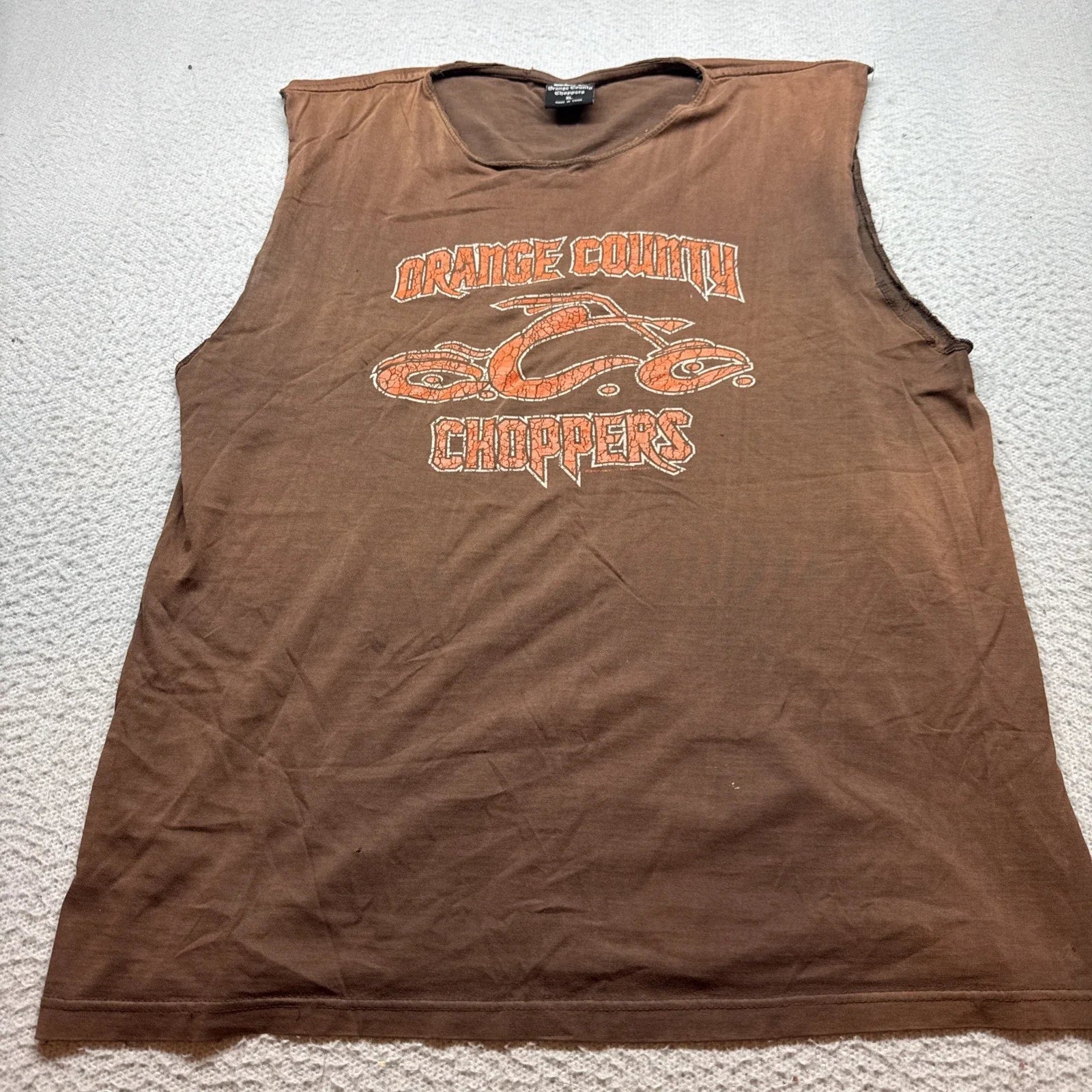 Orange County Choppers Size XL Brown Orange Biker Y2K Motorcycle Sleeveless Unisex T-shirt, Sweatshirt, Hoodie, Long Sleeve Tee - T-Shirt, Sweatshirt, Hoodie