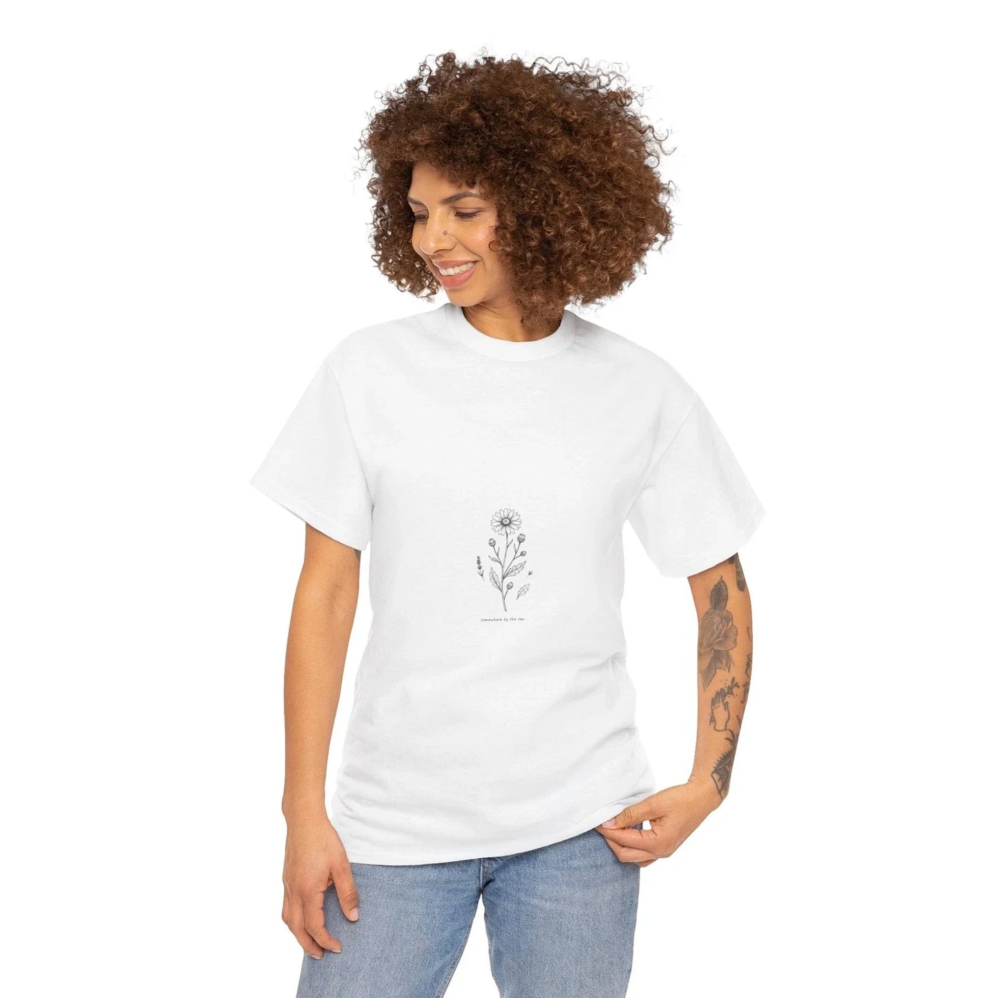 Fine Line Botanical Tee | Minimalist Graphic Shirt | Gildan 5000 Unisex T-shirt, Sweatshirt, Hoodie, Long Sleeve Tee - T-Shirt, Sweatshirt, Hoodie