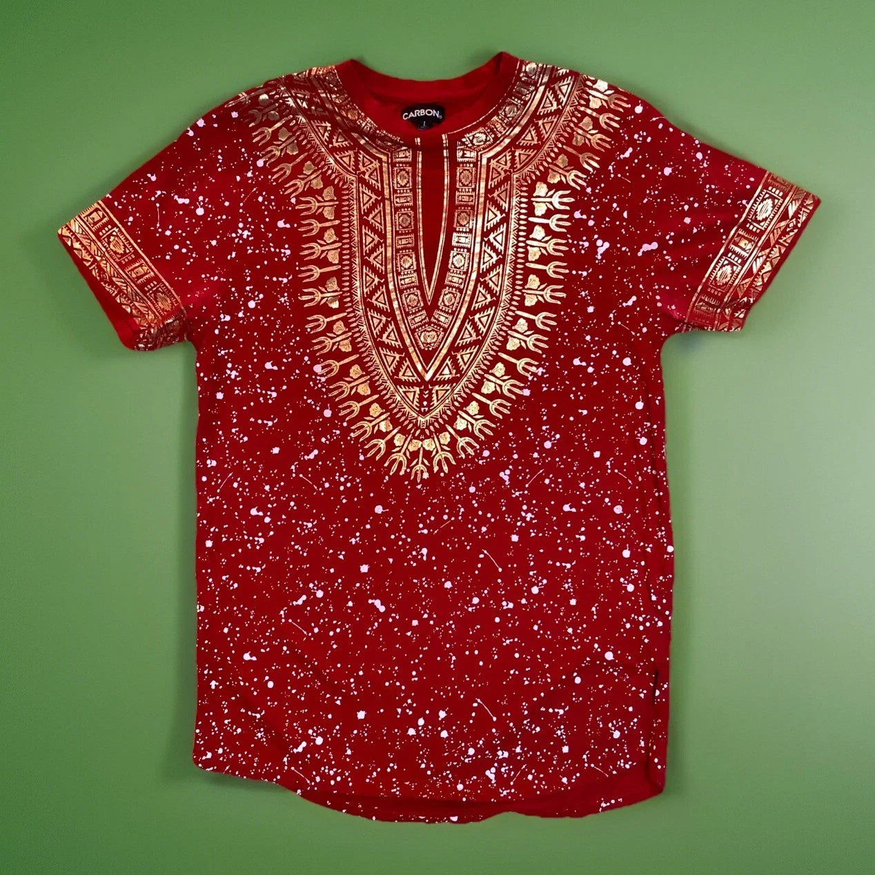Carbon Gold Red White Graphic Print Y2K Mens Large Streetwear T-Shirt Unisex T-shirt, Sweatshirt, Hoodie, Long Sleeve Tee - T-Shirt, Sweatshirt, Hoodie