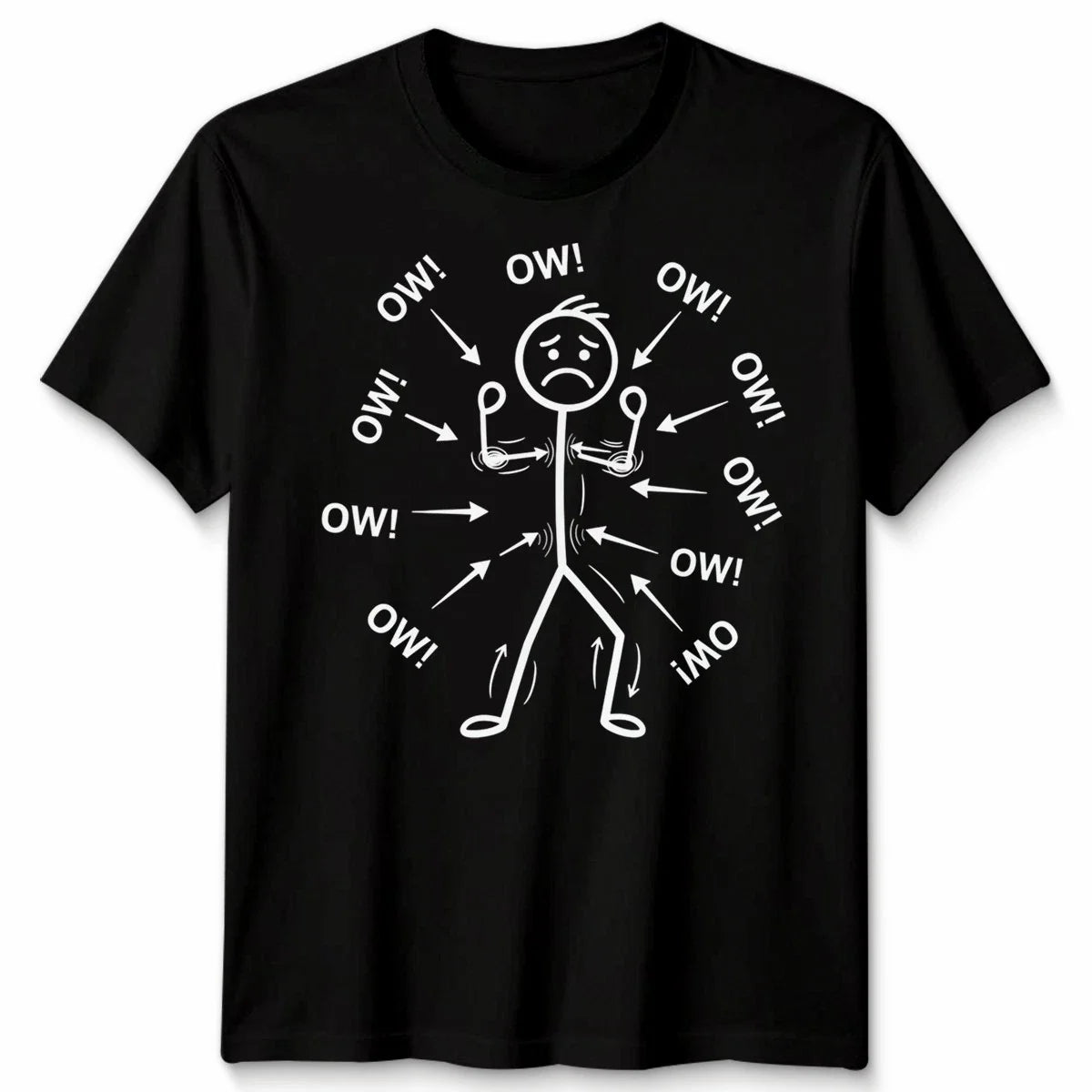 Ow Unisex T Shirts Stick Character Humor Chronic Pain Awareness Tee Unisex T-shirt, Sweatshirt, Hoodie, Long Sleeve Tee - T-Shirt, Sweatshirt, Hoodie