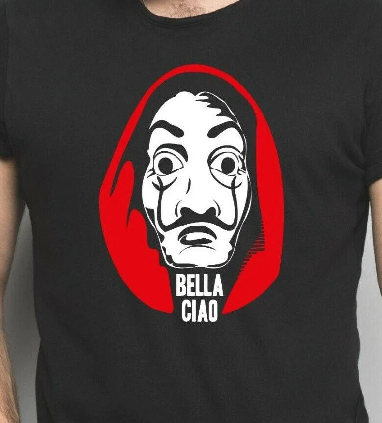 BELLA CIAO Salvador Dali Mask T-Shirt  Inspired by The Money Heist Spain Spanish Unisex T-shirt, Sweatshirt, Hoodie, Long Sleeve Tee - T-Shirt, Sweatshirt, Hoodie
