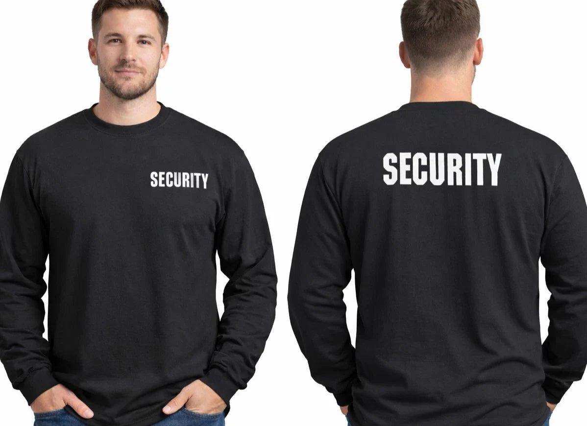 Security  Long Sleeve T-shirt Front & Back Print Black Unisex T-shirt, Sweatshirt, Hoodie, Long Sleeve Tee - T-Shirt, Sweatshirt, Hoodie