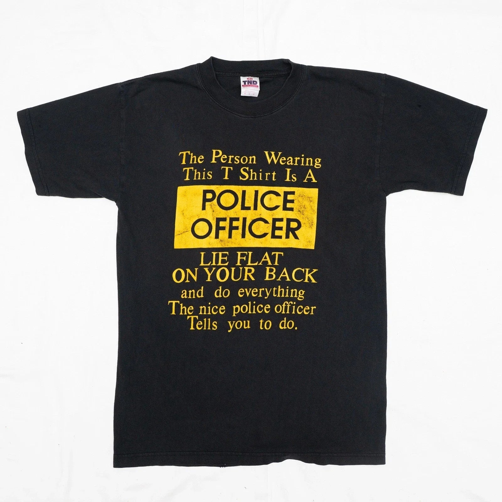 Vintage Y2k Police Officer Parody Crude Lay on Your Back Black T Shirt Mens M Unisex T-shirt, Sweatshirt, Hoodie, Long Sleeve Tee - T-Shirt, Sweatshirt, Hoodie