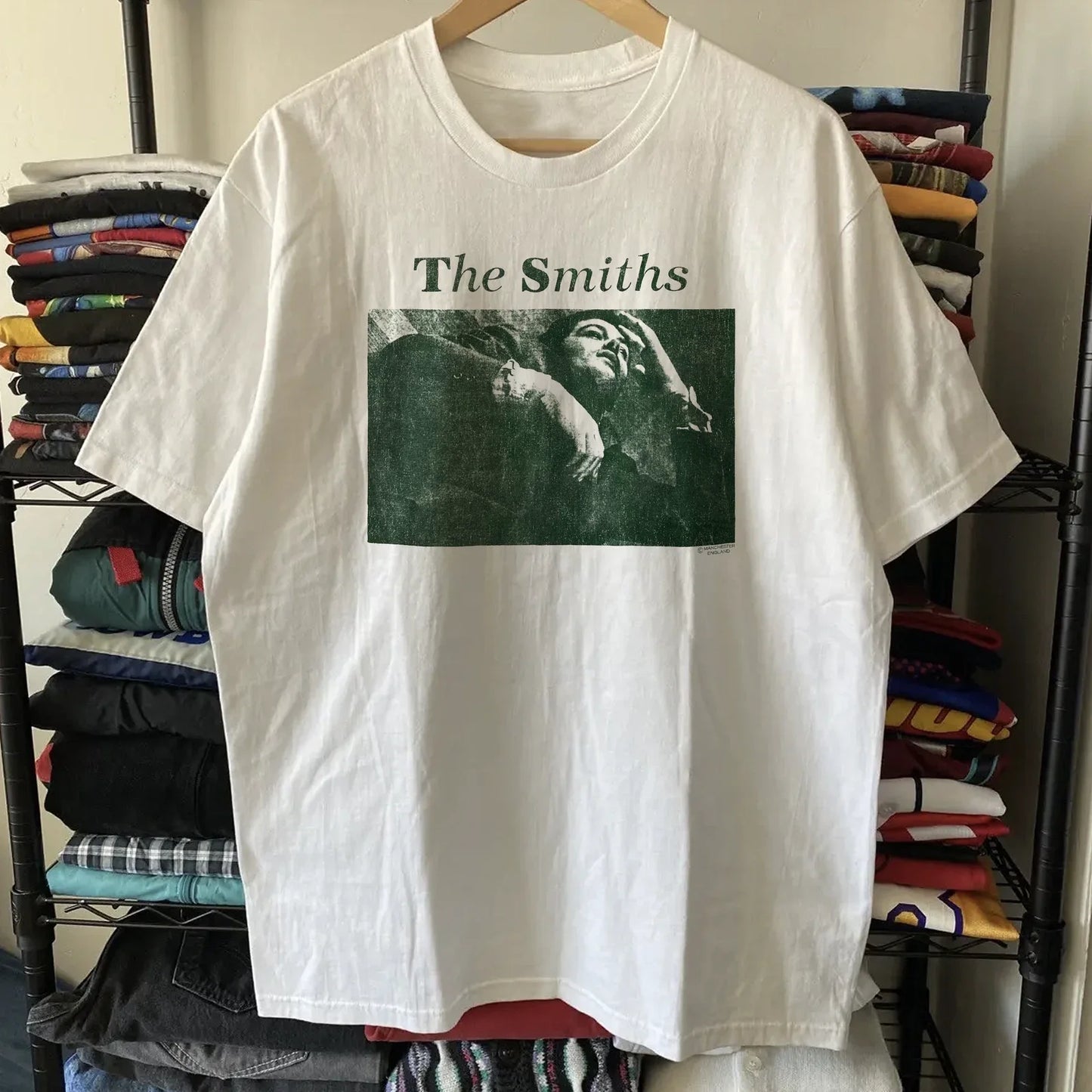 80s The Smiths Washed T-Shirt White L Unisex T-shirt, Sweatshirt, Hoodie, Long Sleeve Tee - T-Shirt, Sweatshirt, Hoodie