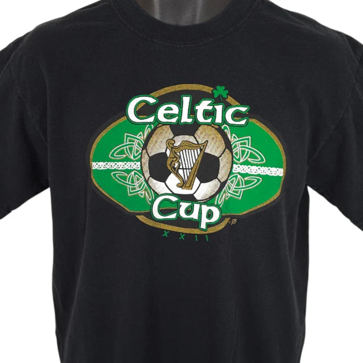 Vintage Celtic Cup T Shirt Mens Size Medium Black Y2K Soccer Tournament Unisex T-shirt, Sweatshirt, Hoodie, Long Sleeve Tee - T-Shirt, Sweatshirt, Hoodie