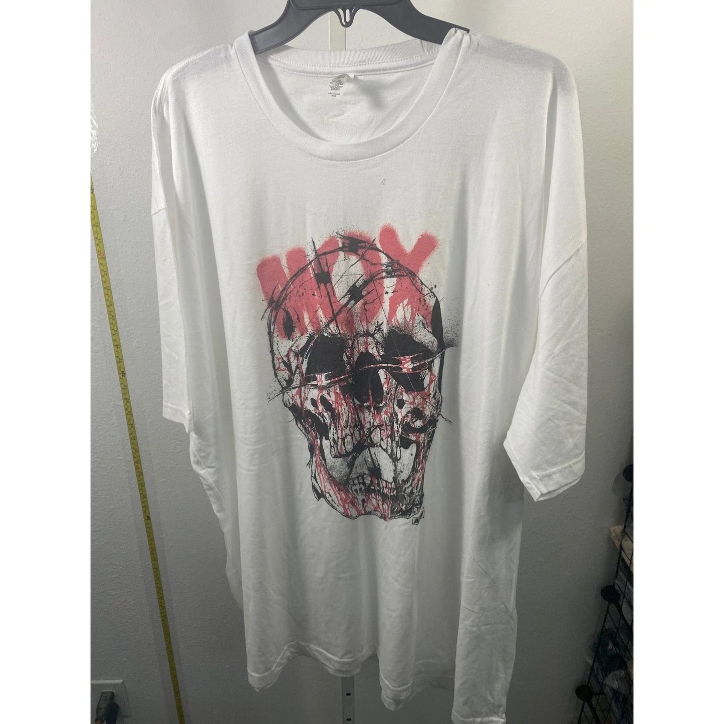 Next Level Apparel White Skull Graphic T-Shirt Mens 4XL Barbed Wire Streetwear Unisex T-shirt, Sweatshirt, Hoodie, Long Sleeve Tee - T-Shirt, Sweatshirt, Hoodie