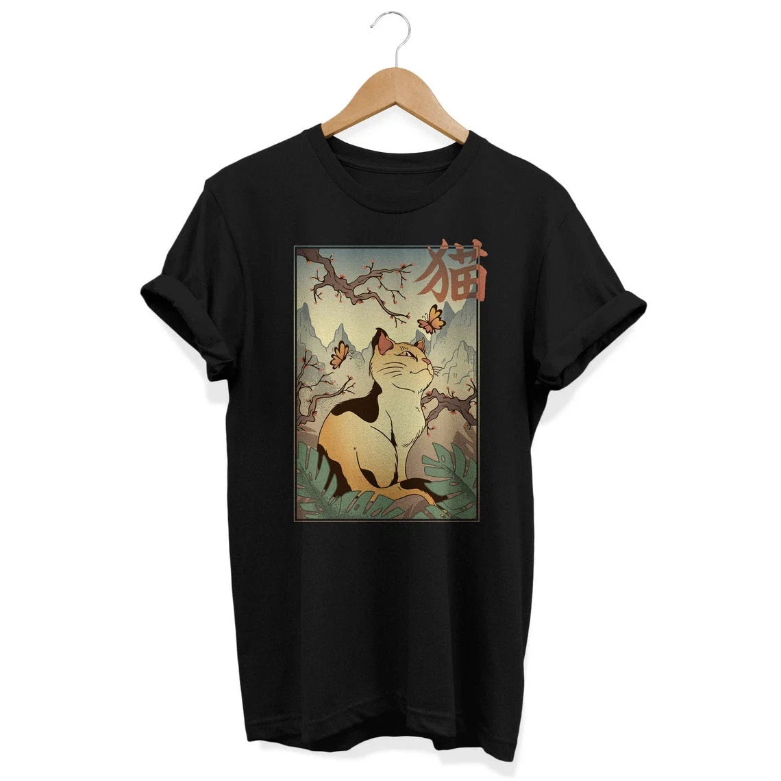 Vintage Cat T-shirt, Retro Japan shirt, Kawaii Cat shirt, Japanese Aesthetic, Unisex T-shirt, Sweatshirt, Hoodie, Long Sleeve Tee - T-Shirt, Sweatshirt, Hoodie