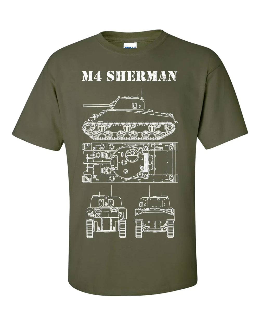 M4 Sherman Tank T-Shirt Technical Drawing M4A4 WW2 American Army Shirt Unisex T-shirt, Sweatshirt, Hoodie, Long Sleeve Tee - T-Shirt, Sweatshirt, Hoodie