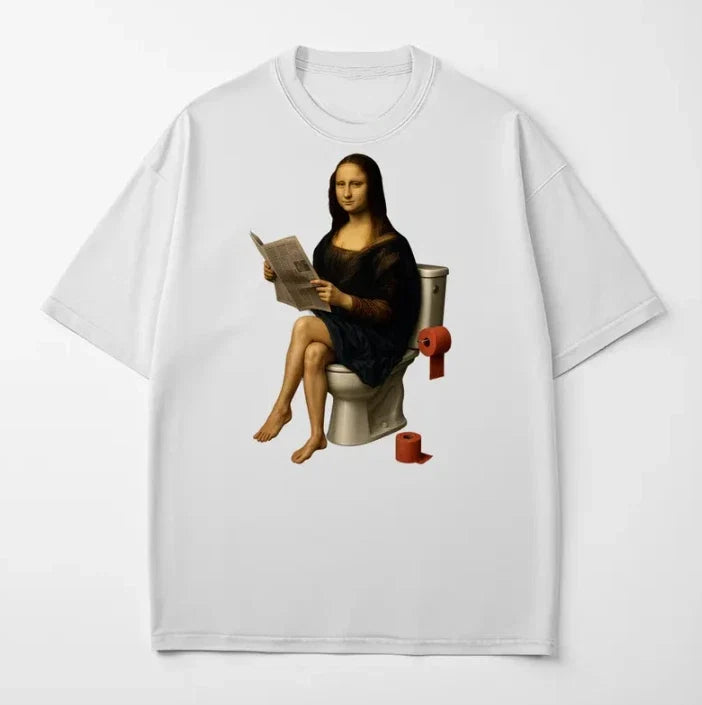 Funny Mona Lisa Toilet T-Shirt: Art Meme Parody Tee Unisex T-shirt, Sweatshirt, Hoodie, Long Sleeve Tee - T-Shirt, Sweatshirt, Hoodie