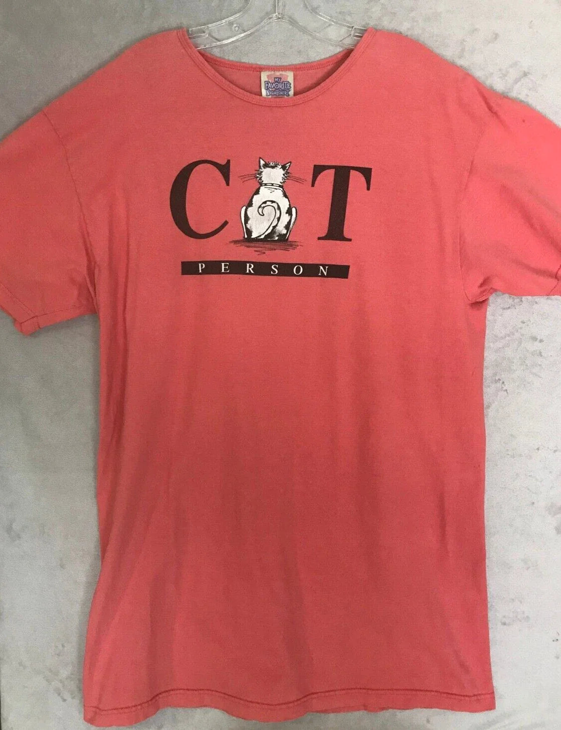 Y2K Vintage CAT PERSON Graphic T-Shirt Night-Shirt Red USA Cotton Large Unisex T-shirt, Sweatshirt, Hoodie, Long Sleeve Tee - T-Shirt, Sweatshirt, Hoodie