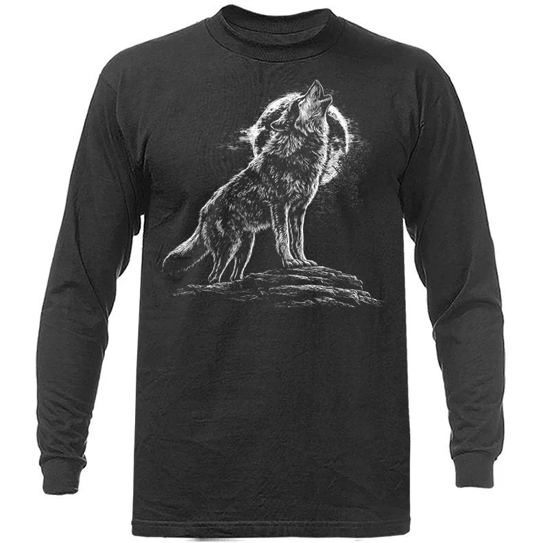 Howling Wolf Moonlight Wilderness Outdoor Wildlife Nature Long Sleeve T-Shirt Unisex T-shirt, Sweatshirt, Hoodie, Long Sleeve Tee - T-Shirt, Sweatshirt, Hoodie