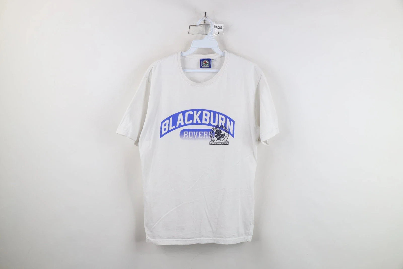 Retro Mens Medium Spell Out Blackburn Rovers FC Football Soccer T-Shirt White Unisex T-shirt, Sweatshirt, Hoodie, Long Sleeve Tee - T-Shirt, Sweatshirt, Hoodie