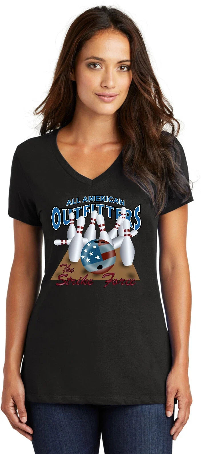 Bowling Team American Strike Force Womens V-neck T-Shirt Unisex T-shirt, Sweatshirt, Hoodie, Long Sleeve Tee - T-Shirt, Sweatshirt, Hoodie