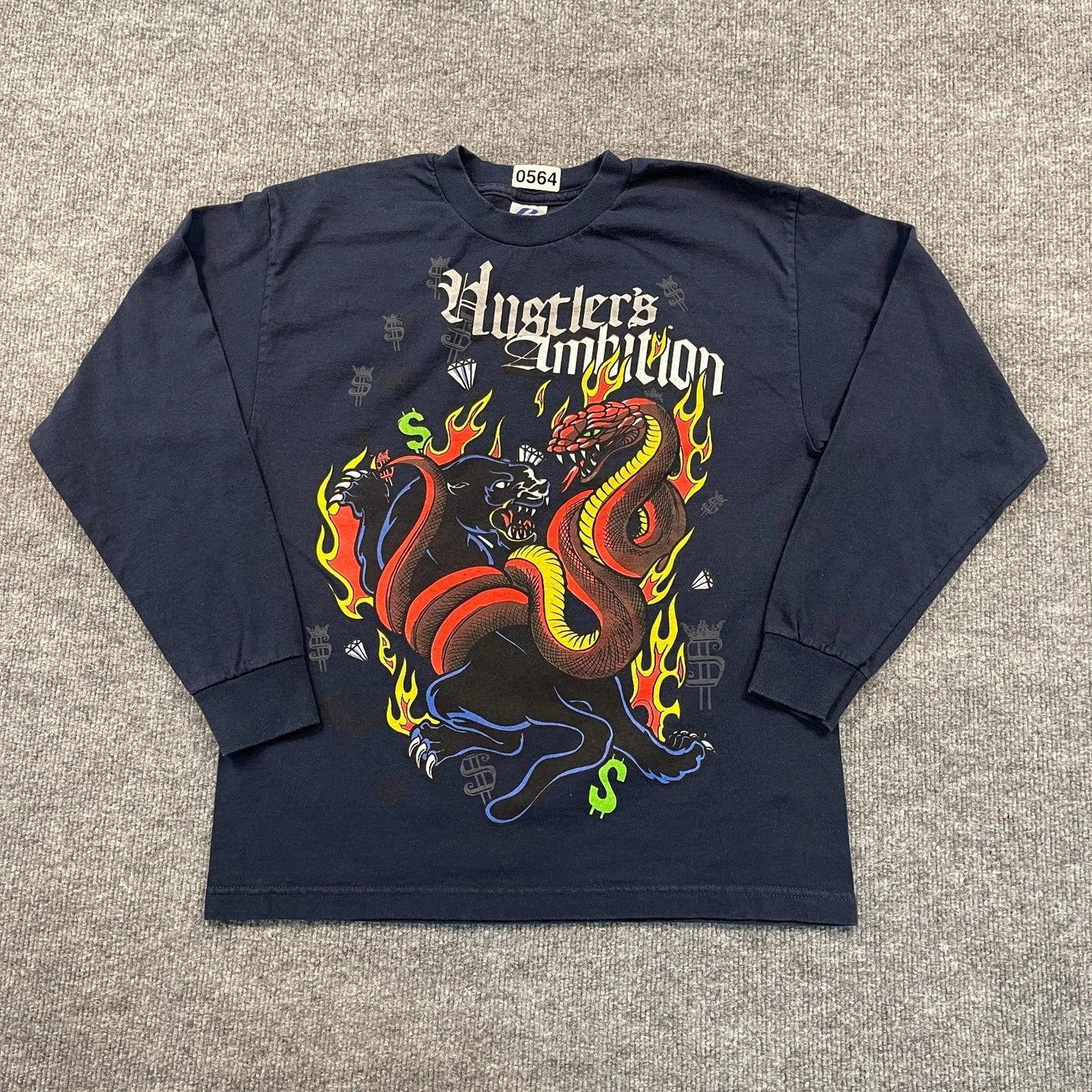 Vintage Hustler's Ambition Panther Snake Shirt Medium 19x24 Blue Unisex T-shirt, Sweatshirt, Hoodie, Long Sleeve Tee - T-Shirt, Sweatshirt, Hoodie