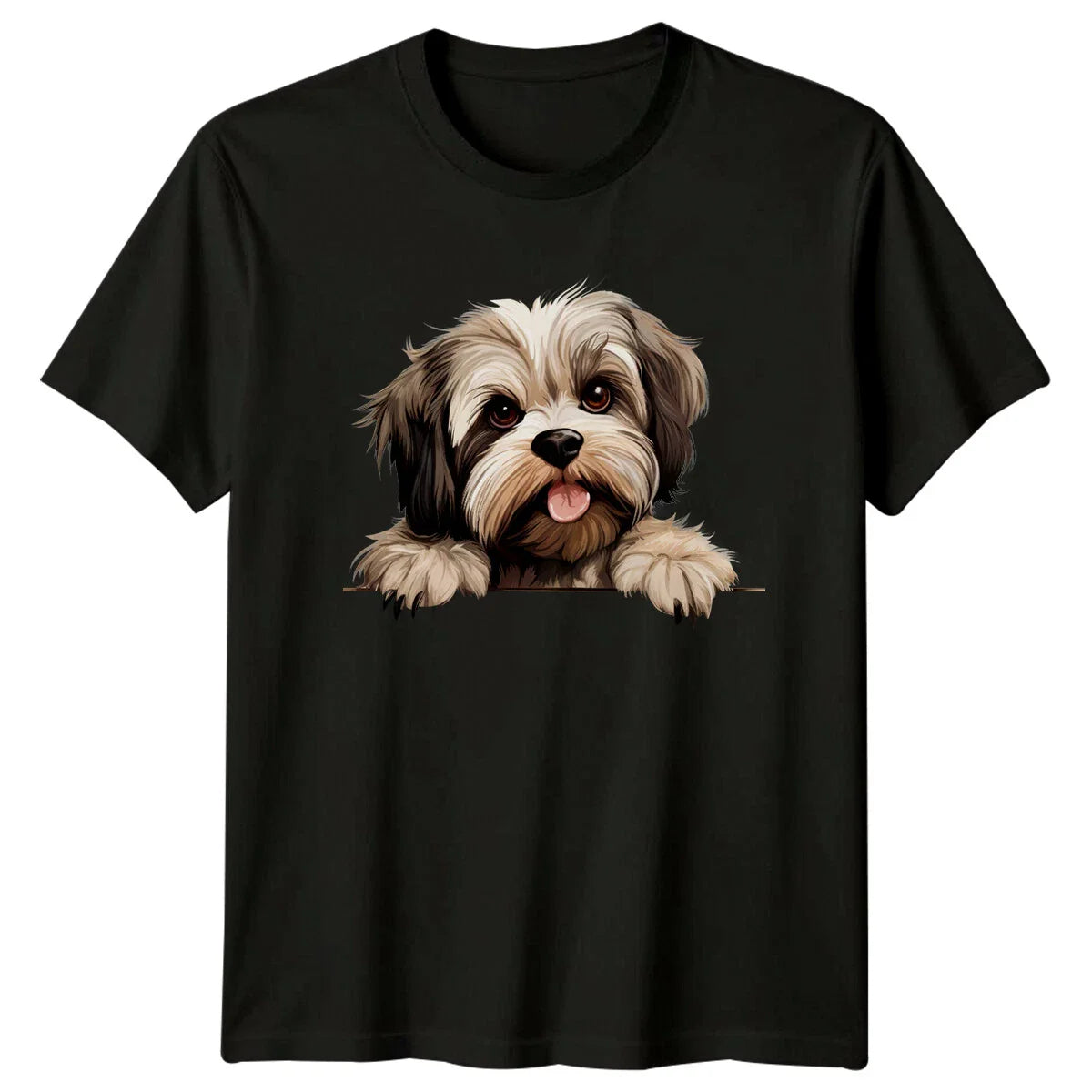 Cute Shih Tzu Dog Portrait Graphic Art Style T-Shirt Unisex T-shirt, Sweatshirt, Hoodie, Long Sleeve Tee - T-Shirt, Sweatshirt, Hoodie