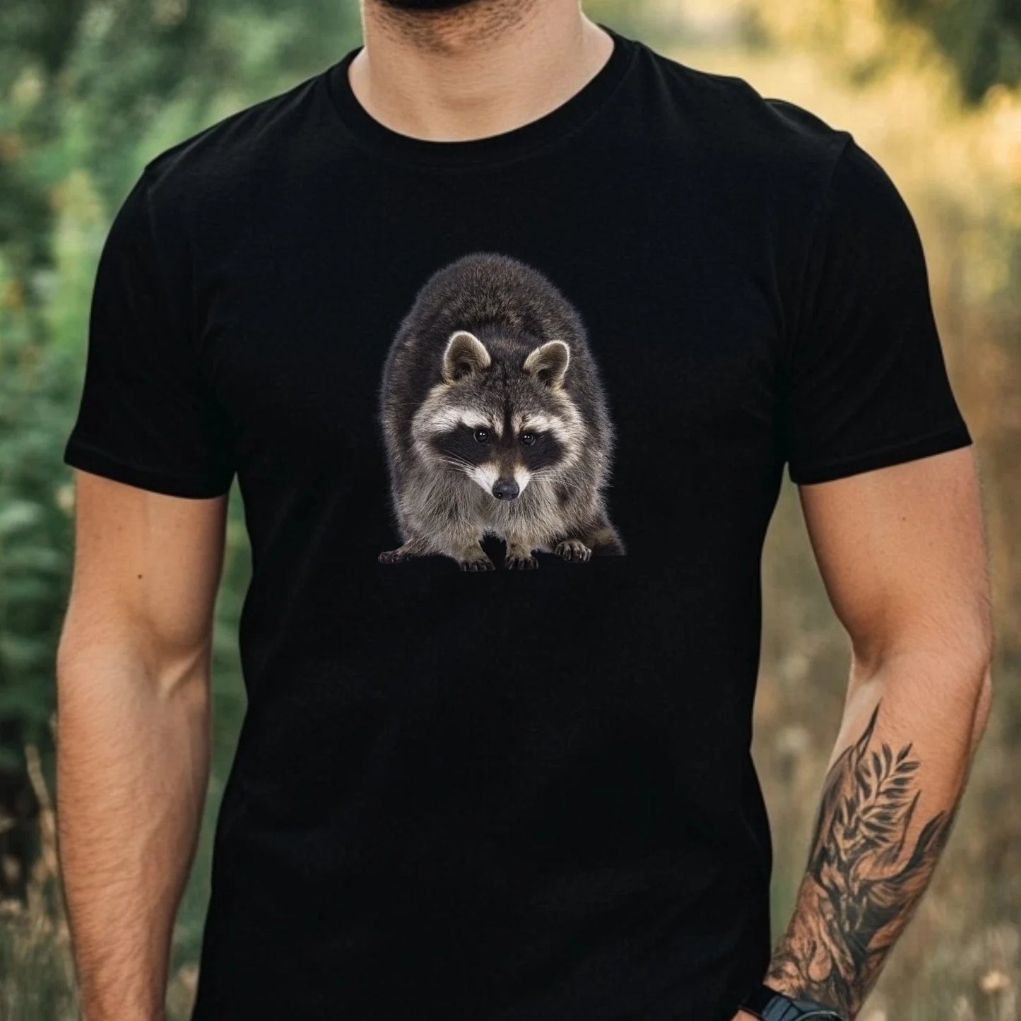 Mens Cute Raccoon Print Cotton T-Shirt Size XS to 5XL Unisex T-shirt, Sweatshirt, Hoodie, Long Sleeve Tee - T-Shirt, Sweatshirt, Hoodie