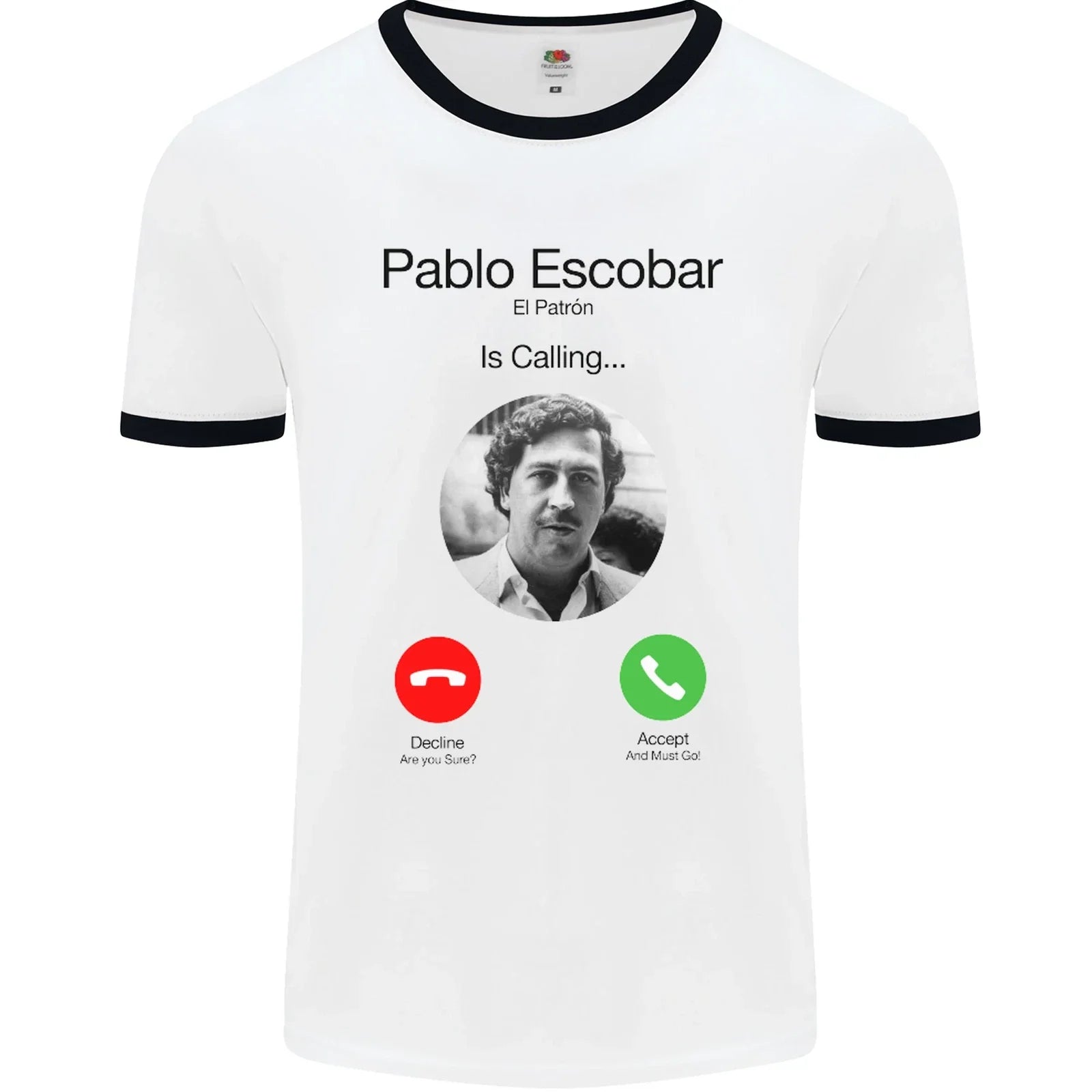 Pablo Escobar El Patron Is Calling Mens Ringer T-Shirt Unisex T-shirt, Sweatshirt, Hoodie, Long Sleeve Tee - T-Shirt, Sweatshirt, Hoodie