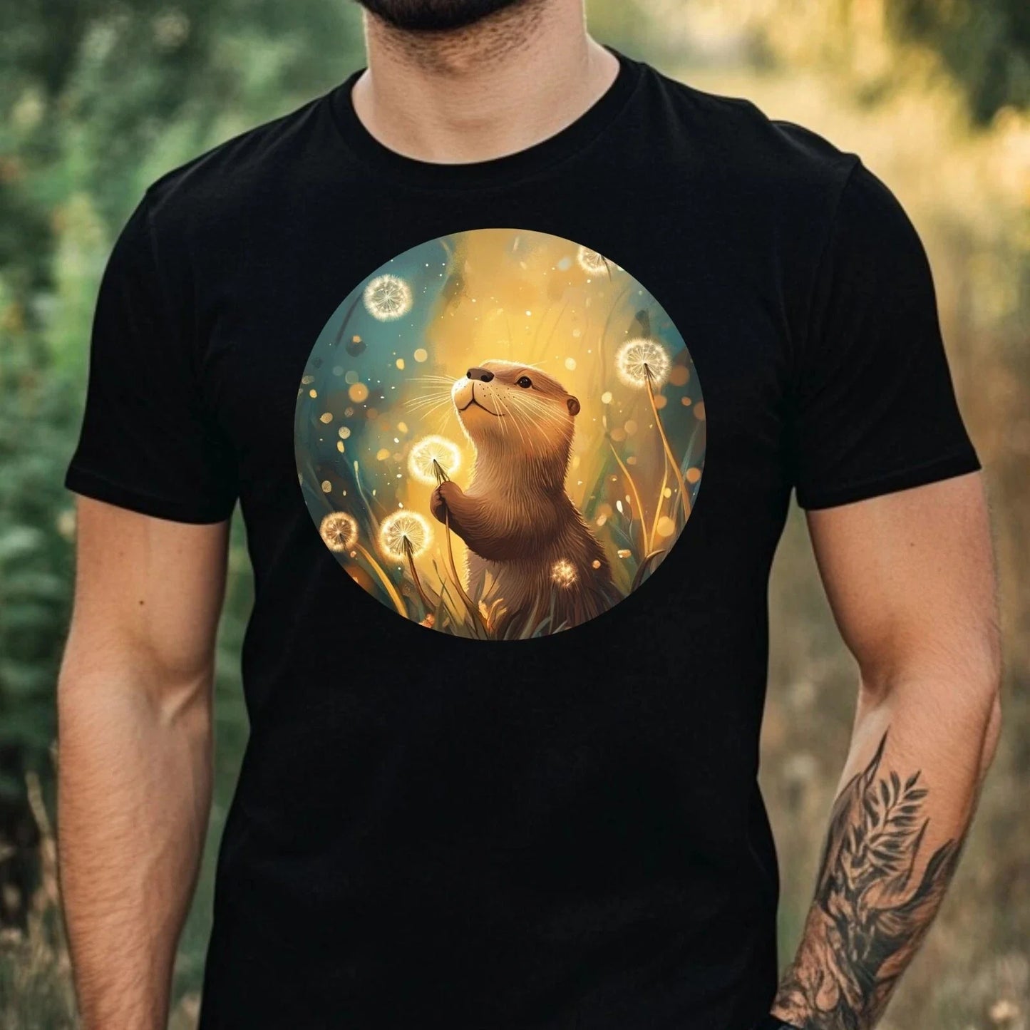 Mens Dandelion Print Cotton Otter T-Shirt Size XS to 5XL Unisex T-shirt, Sweatshirt, Hoodie, Long Sleeve Tee - T-Shirt, Sweatshirt, Hoodie