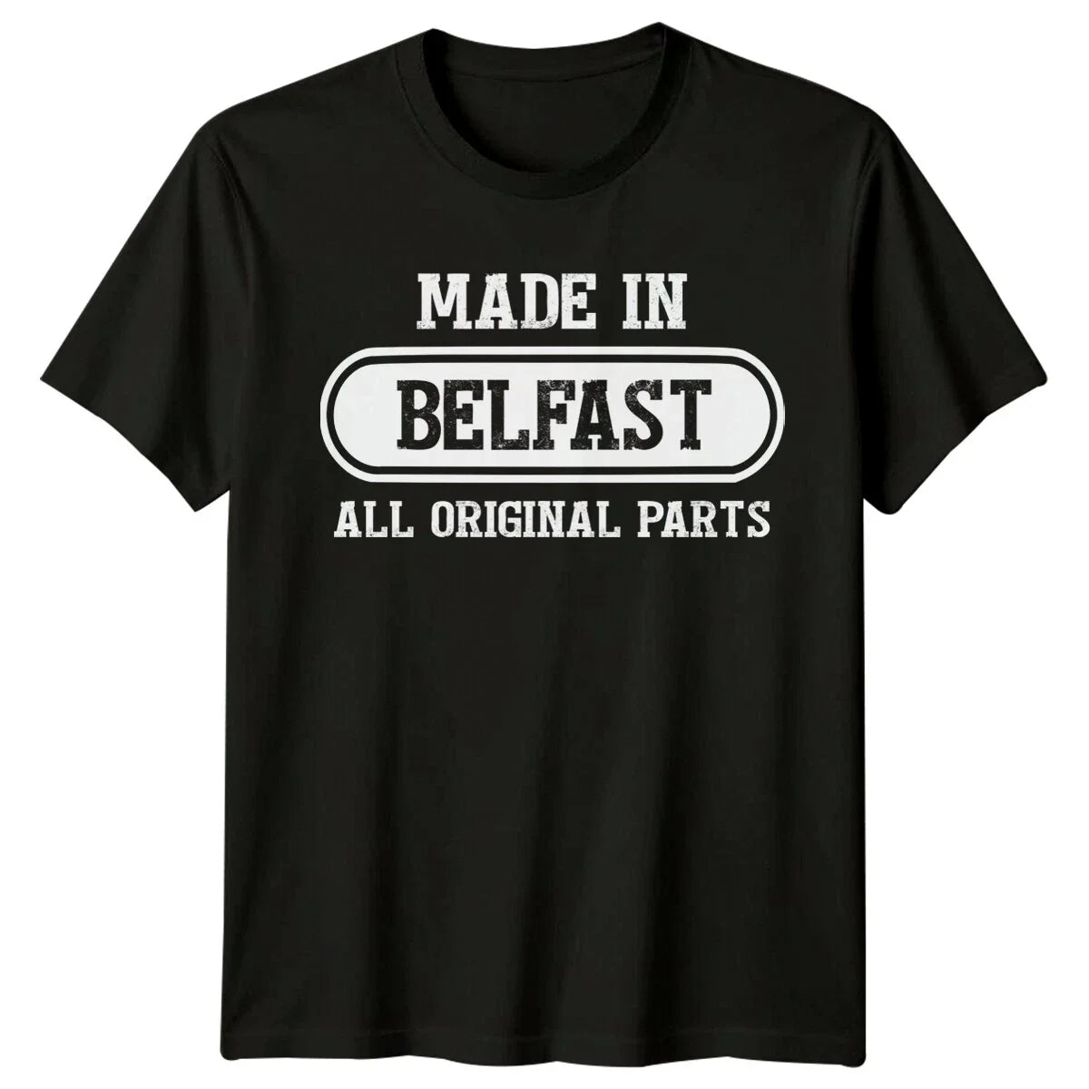 Made In Belfast All Original Parts Mens T-Shirt Ireland Landmark Unisex T-shirt, Sweatshirt, Hoodie, Long Sleeve Tee - T-Shirt, Sweatshirt, Hoodie