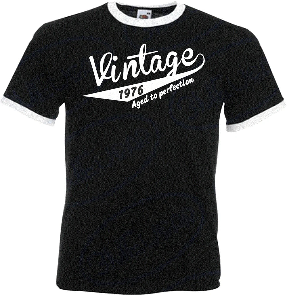 49th Birthday Gifts Presents Year 1976 Mens Ringer Vintage Retro T-Shirt Aged To Unisex T-shirt, Sweatshirt, Hoodie, Long Sleeve Tee - T-Shirt, Sweatshirt, Hoodie