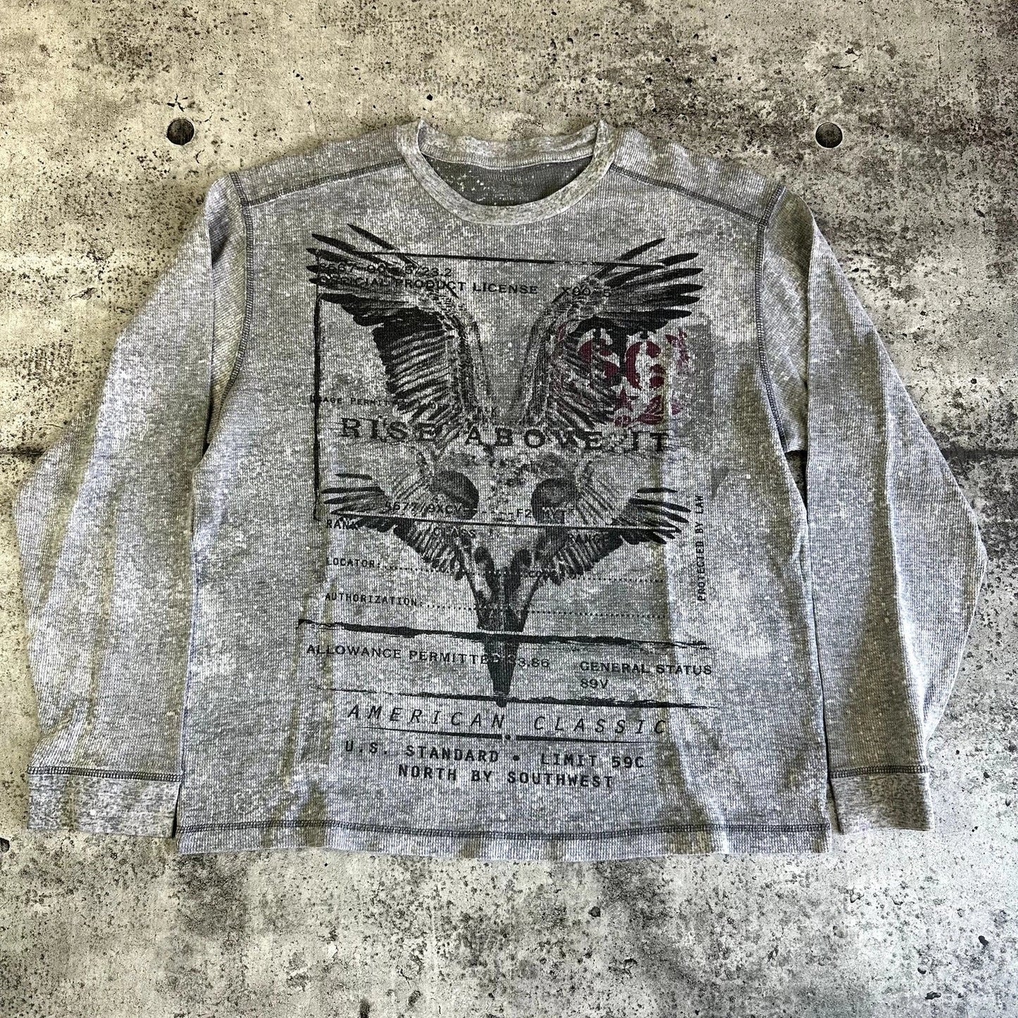 Y2K Thermal Skulls & Wings Route 66 Size XL Unisex T-shirt, Sweatshirt, Hoodie, Long Sleeve Tee - T-Shirt, Sweatshirt, Hoodie