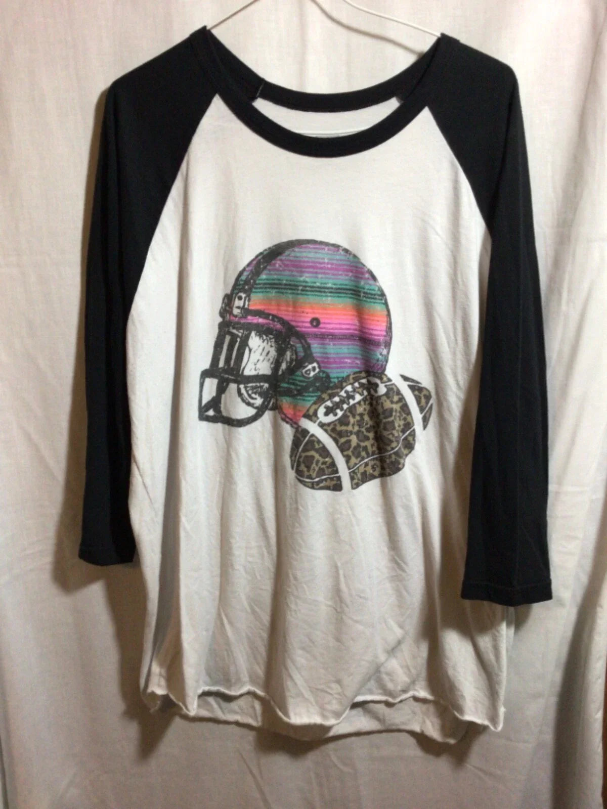 Crazy Train XL White/Black Long Sleeve T Shirt Graphic of Football Helmet/Ball Unisex T-shirt, Sweatshirt, Hoodie, Long Sleeve Tee - T-Shirt, Sweatshirt, Hoodie