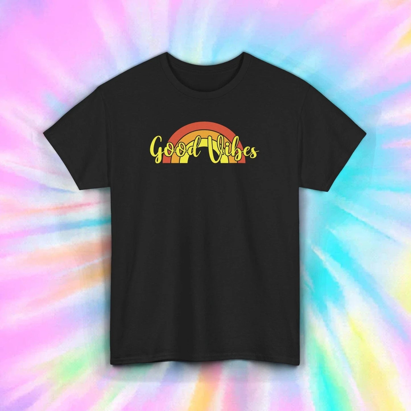 Good Vibes T-Shirt Retro Rainbow Positive Energy Boho Tee S-5XL Unisex T-shirt, Sweatshirt, Hoodie, Long Sleeve Tee - T-Shirt, Sweatshirt, Hoodie