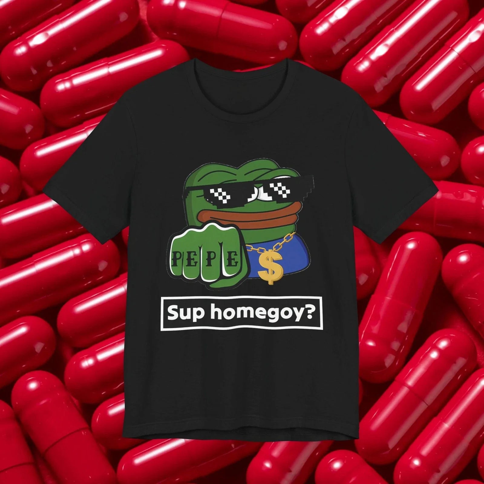 Pepe Frog Thug  Tee | Graphic Meme Shirt, 4chan Bad Goy Unisex T-shirt, Sweatshirt, Hoodie, Long Sleeve Tee - T-Shirt, Sweatshirt, Hoodie