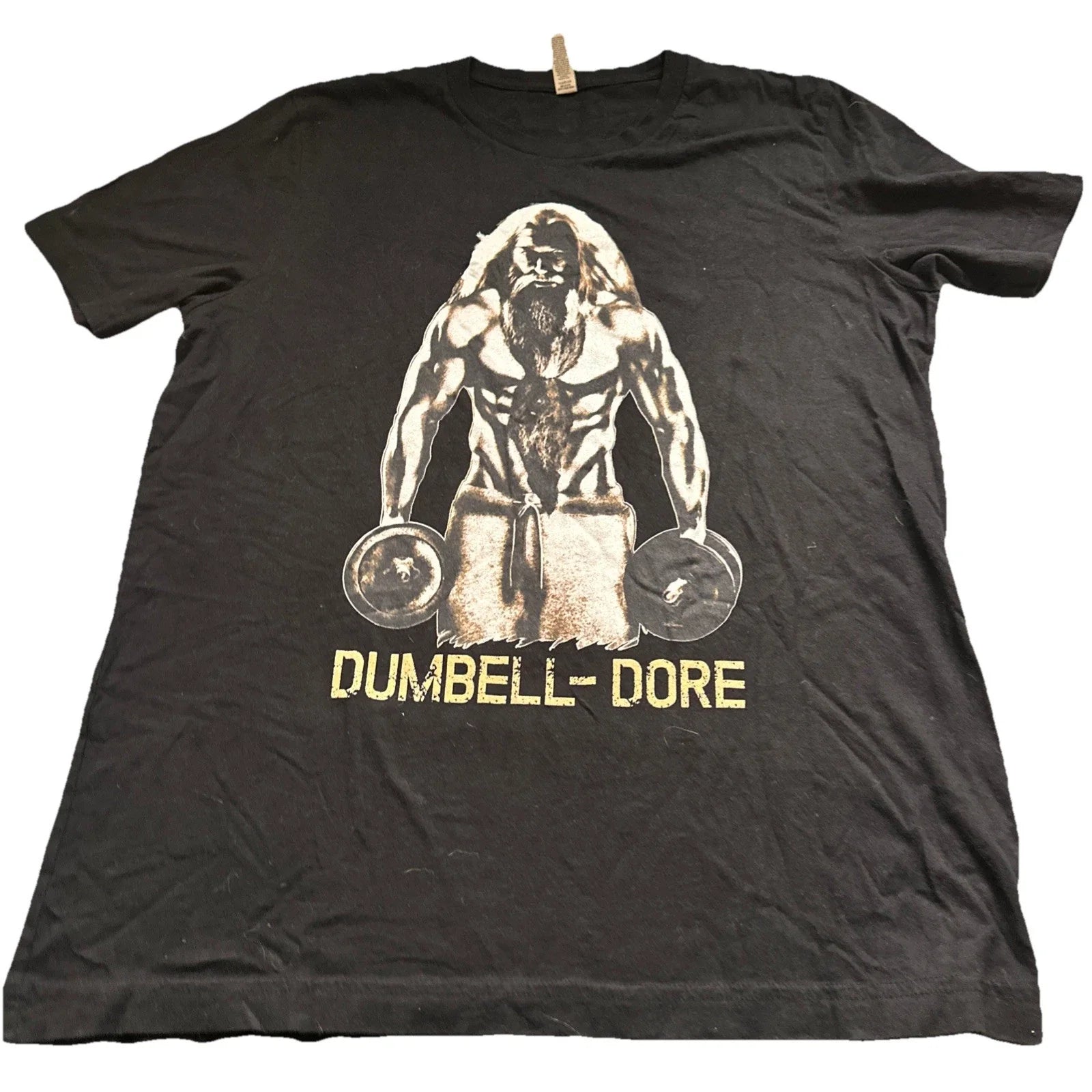 Canvas T-Shirt Men's Size Large Black Dumbell-Dore Short-Sleeve Round Crewneck Unisex T-shirt, Sweatshirt, Hoodie, Long Sleeve Tee - T-Shirt, Sweatshirt, Hoodie
