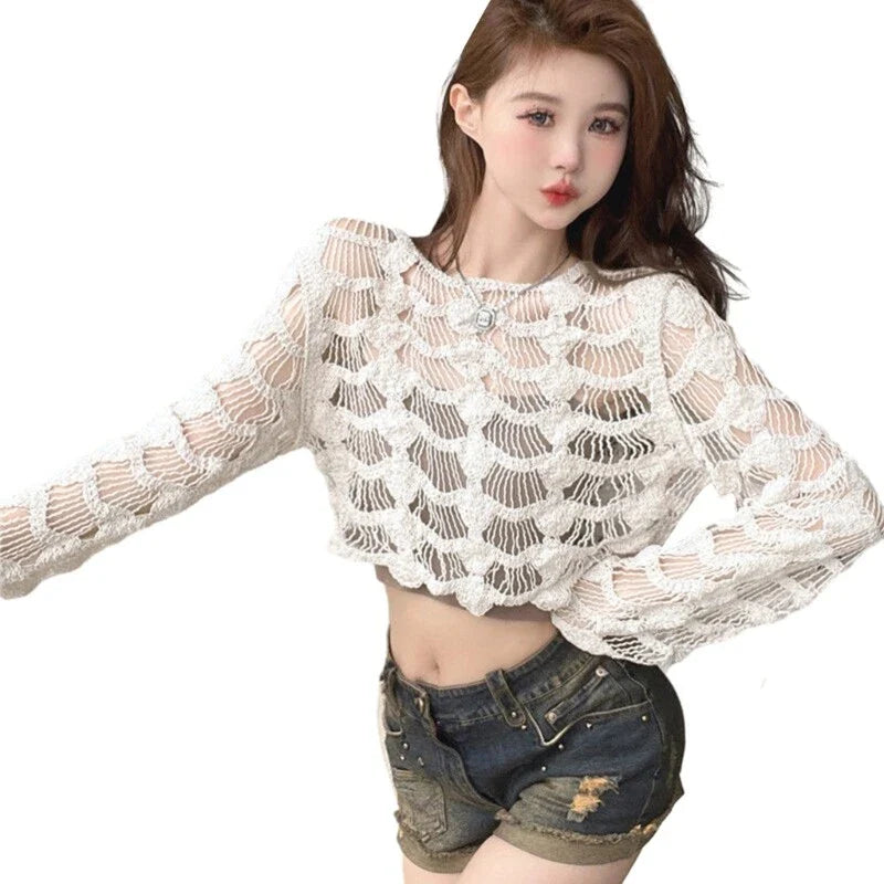 Fashionable Crocheted Top Lightweight Knitwear for Work and Social Gatherings Unisex T-shirt, Sweatshirt, Hoodie, Long Sleeve Tee - T-Shirt, Sweatshirt, Hoodie
