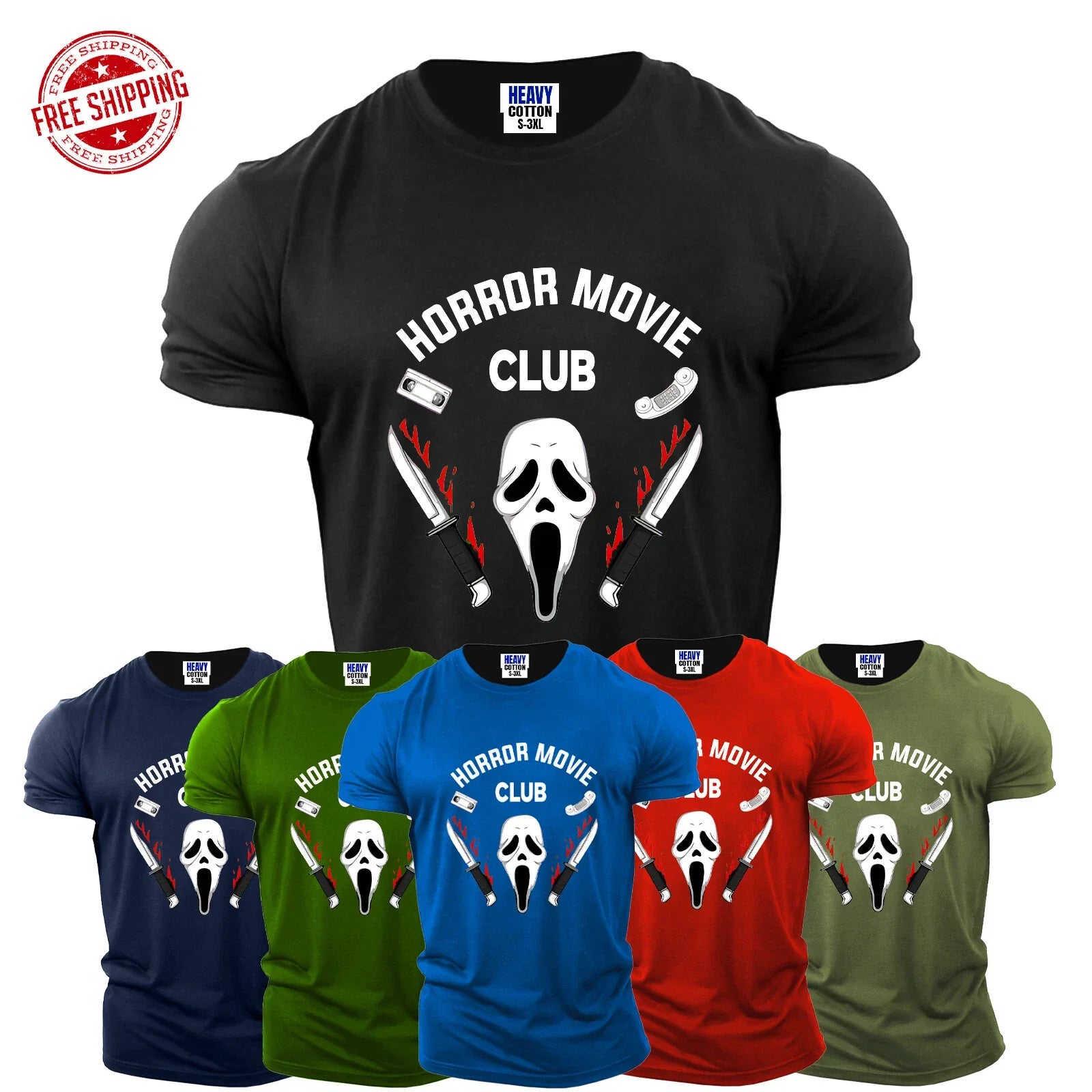 Horror Movie Club Funny Men's T-Shirt Sarcastic Halloween USA Cool New Gift Tee Unisex T-shirt, Sweatshirt, Hoodie, Long Sleeve Tee - T-Shirt, Sweatshirt, Hoodie