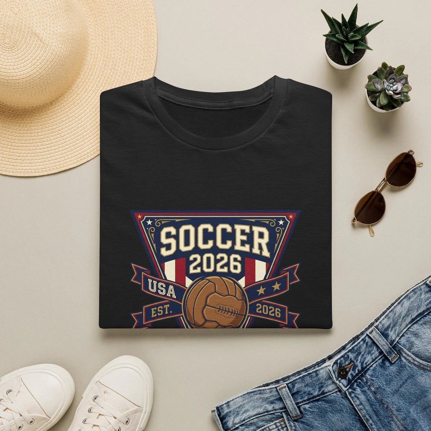 Soccer 2026 USA Vintage Crest T Shirt Patriotic Sports Graphic Tee Unisex T-shirt, Sweatshirt, Hoodie, Long Sleeve Tee - T-Shirt, Sweatshirt, Hoodie