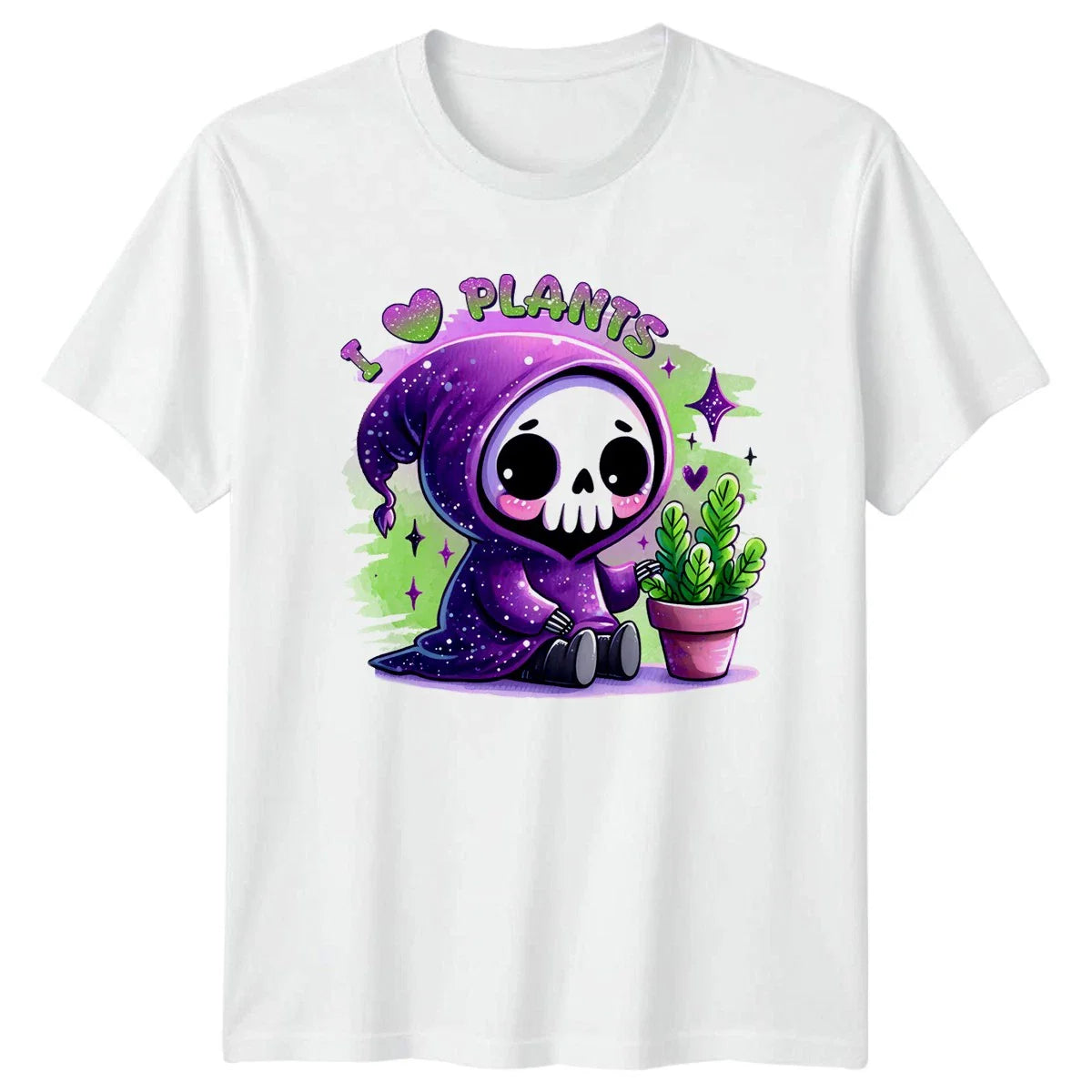 I Love Plants T-Shirt Kawaii Grim Reaper Plant Lover Birthday Gift Unisex T-shirt, Sweatshirt, Hoodie, Long Sleeve Tee - T-Shirt, Sweatshirt, Hoodie