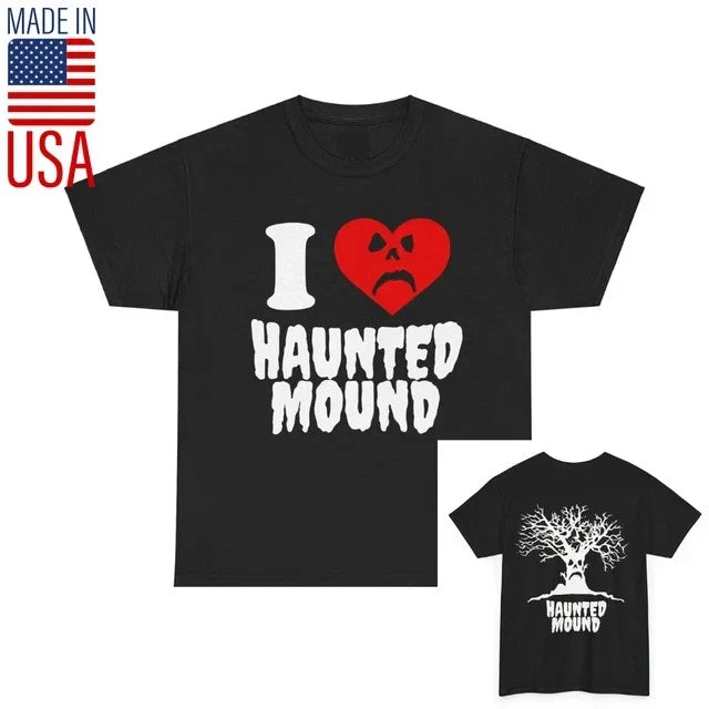 I Love Haunted Mound Tee Shirt Sematary T-Shirt, 2 Side Black Short Sleeve Unisex T-shirt, Sweatshirt, Hoodie, Long Sleeve Tee - T-Shirt, Sweatshirt, Hoodie