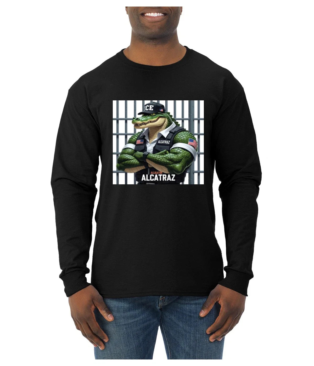 Alligator Alcatraz Everglades Florida Prison Officer Mens Long Sleeve Shirt Unisex T-shirt, Sweatshirt, Hoodie, Long Sleeve Tee - T-Shirt, Sweatshirt, Hoodie