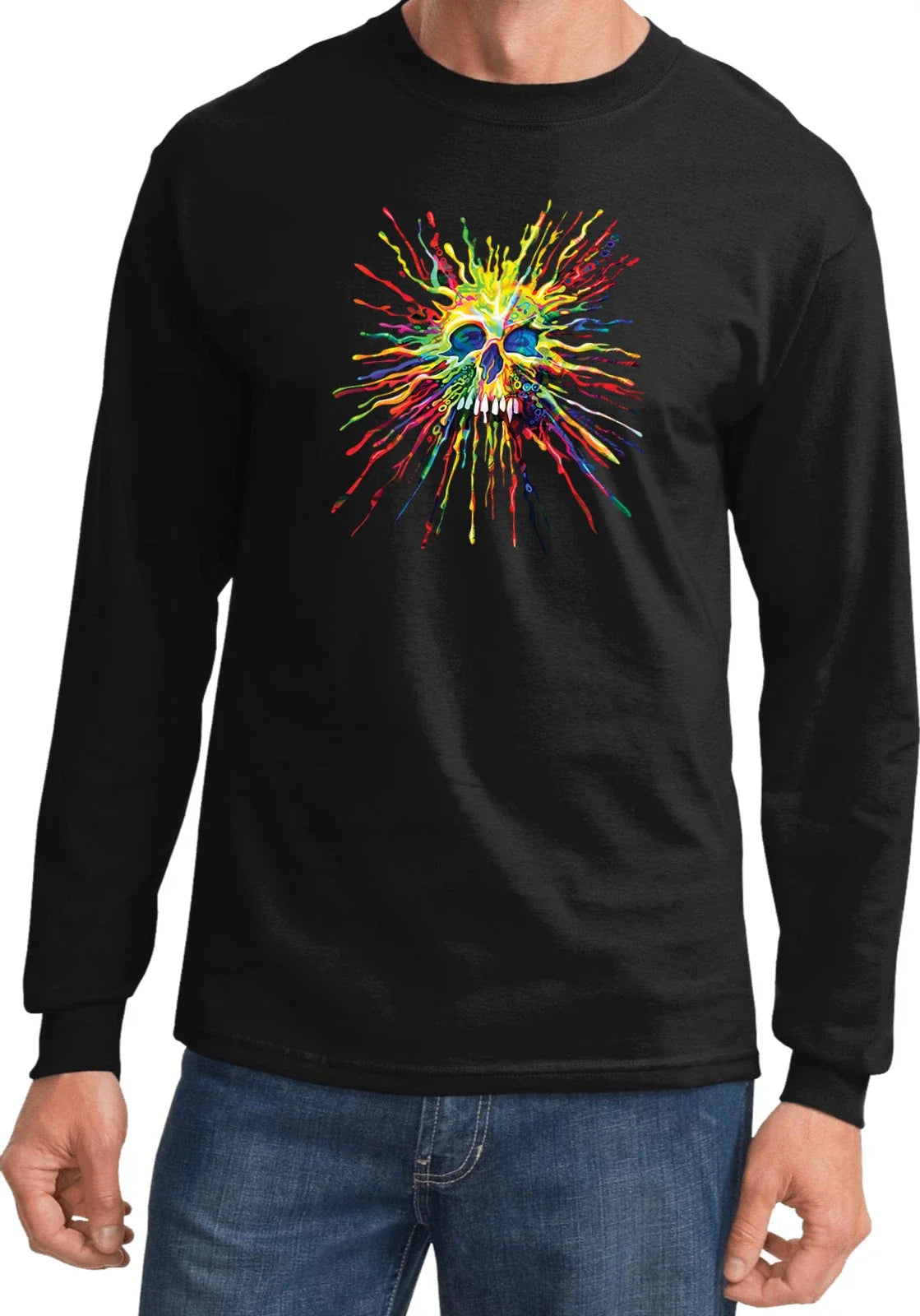 Buy Cool Shirts Splatter Skull Long Sleeve Shirt Unisex T-shirt, Sweatshirt, Hoodie, Long Sleeve Tee - T-Shirt, Sweatshirt, Hoodie