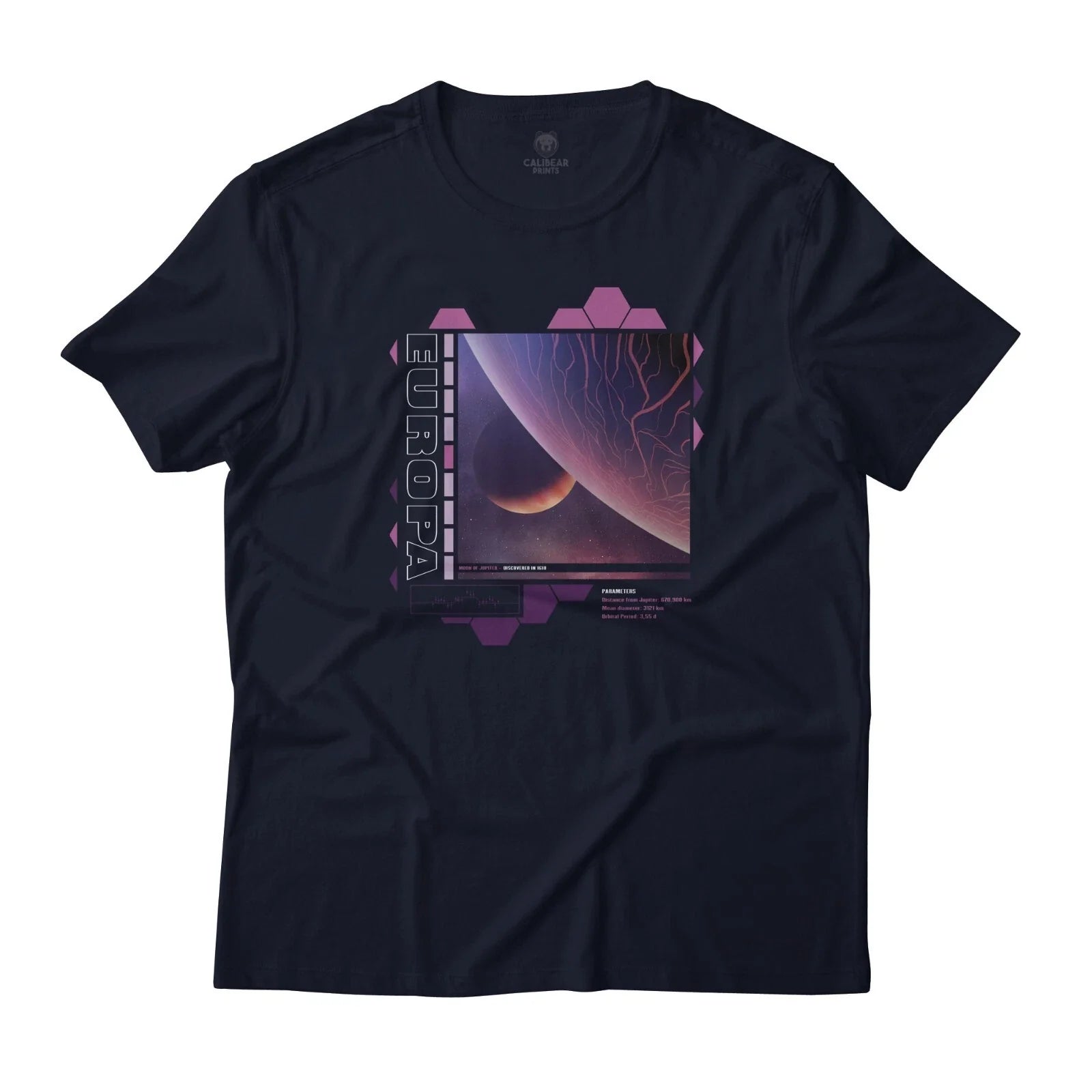 Europa Moon of Jupiter Solar System Space Graphic Art Premium Cotton T-Shirt Unisex T-shirt, Sweatshirt, Hoodie, Long Sleeve Tee - T-Shirt, Sweatshirt, Hoodie