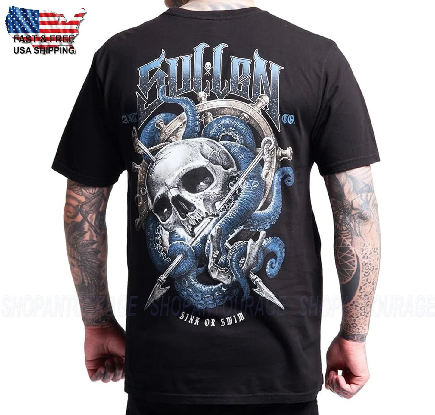 Sullen Art Collective Harpoon Skull Premium SCM8093 Short Sleeve T-shirt For Men Unisex T-shirt, Sweatshirt, Hoodie, Long Sleeve Tee - T-Shirt, Sweatshirt, Hoodie