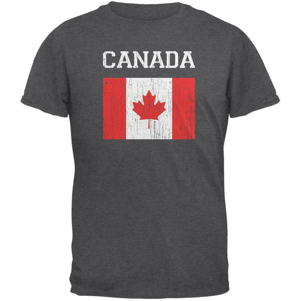World Cup Distressed Flag Canada Dark Heather Adult T-Shirt Unisex T-shirt, Sweatshirt, Hoodie, Long Sleeve Tee - T-Shirt, Sweatshirt, Hoodie