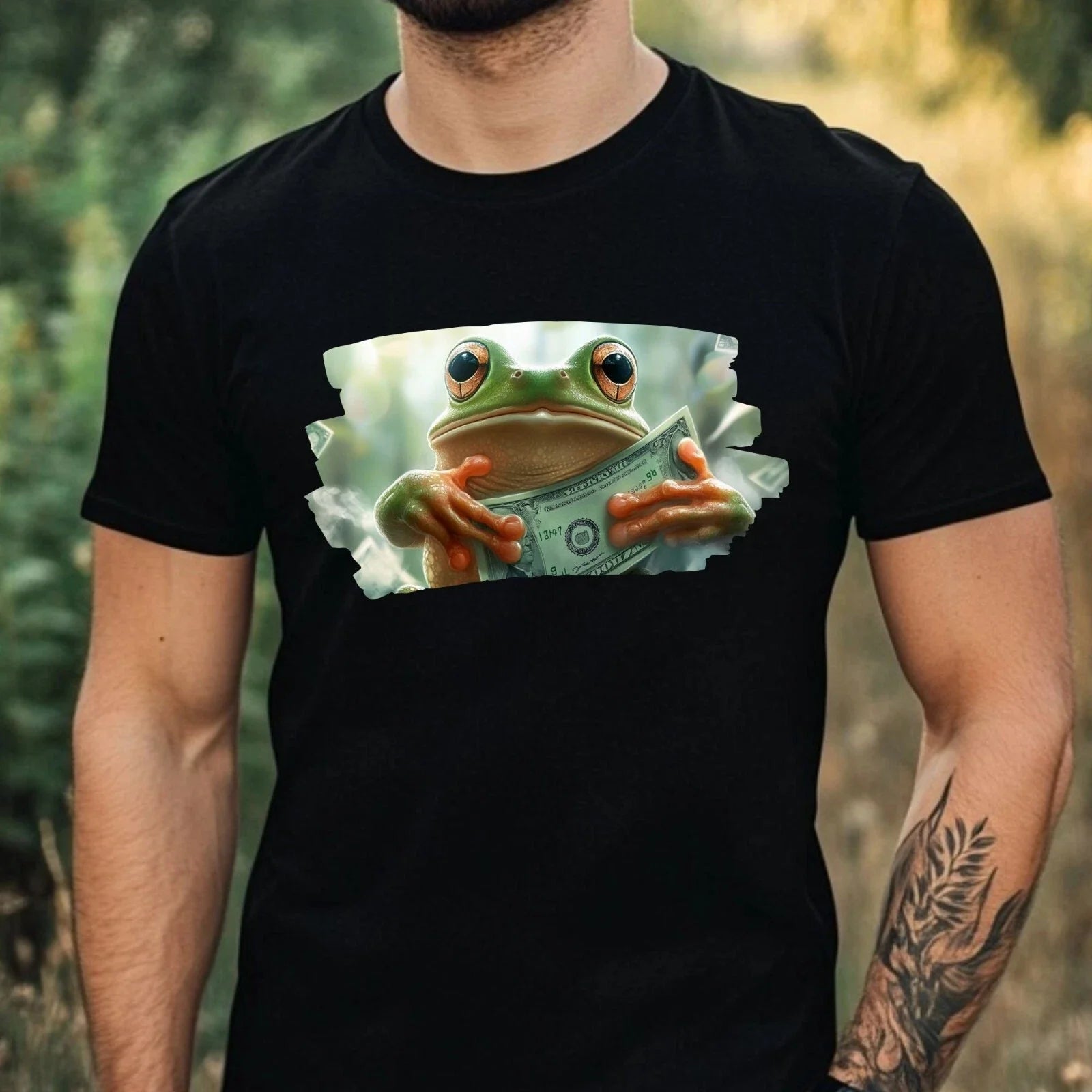 Mens Funny Frog With Money Motif Cotton T-Shirt Size XS to 5XL Unisex T-shirt, Sweatshirt, Hoodie, Long Sleeve Tee - T-Shirt, Sweatshirt, Hoodie