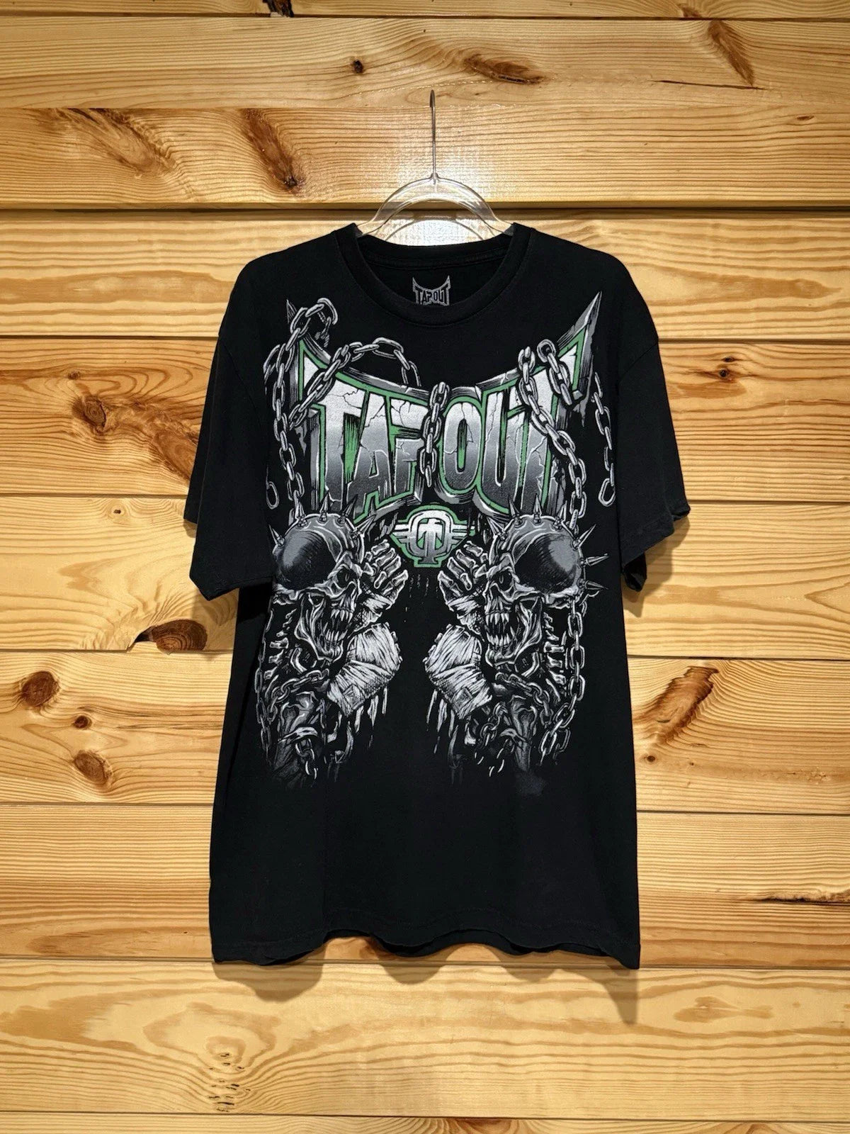 Vintage Y2K Authentic Tapout MMA Black Graphic T Shirt Men XL Skull Chain Grunge Unisex T-shirt, Sweatshirt, Hoodie, Long Sleeve Tee - T-Shirt, Sweatshirt, Hoodie