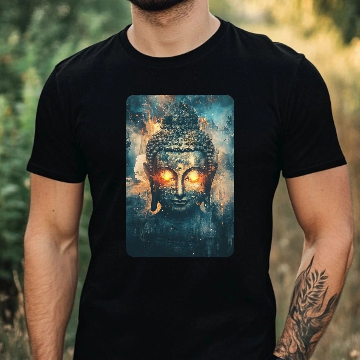 Mens Buddha Light Up Eyes Print Cotton T-Shirt Size XS to 5XL Unisex T-shirt, Sweatshirt, Hoodie, Long Sleeve Tee - T-Shirt, Sweatshirt, Hoodie