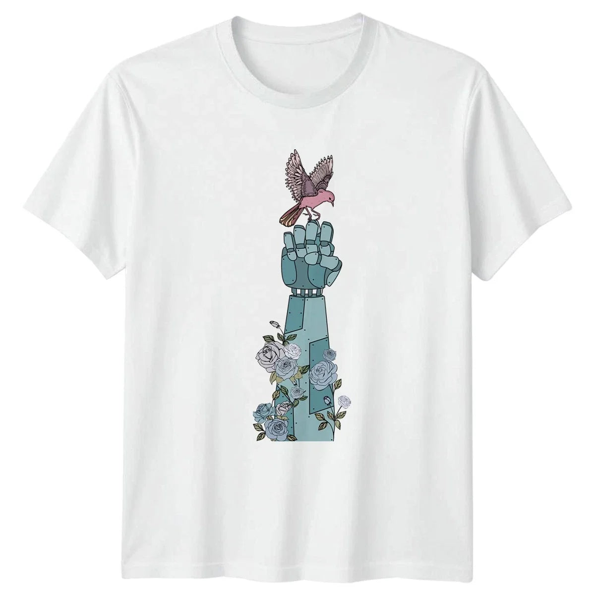 Robot Hand Bird T-Shirt Cyberpunk Nature Gift For Him And Her Unisex T-shirt, Sweatshirt, Hoodie, Long Sleeve Tee - T-Shirt, Sweatshirt, Hoodie