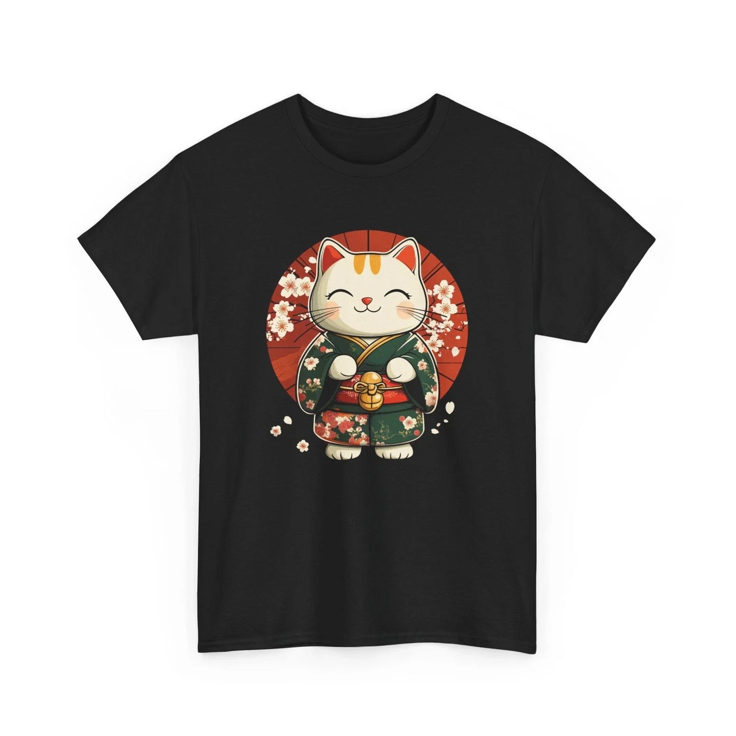 Japanese Lucky Cat T-Shirt | Minimalist Rising Sun Tee | Modern Streetwear Shirt Unisex T-shirt, Sweatshirt, Hoodie, Long Sleeve Tee - T-Shirt, Sweatshirt, Hoodie