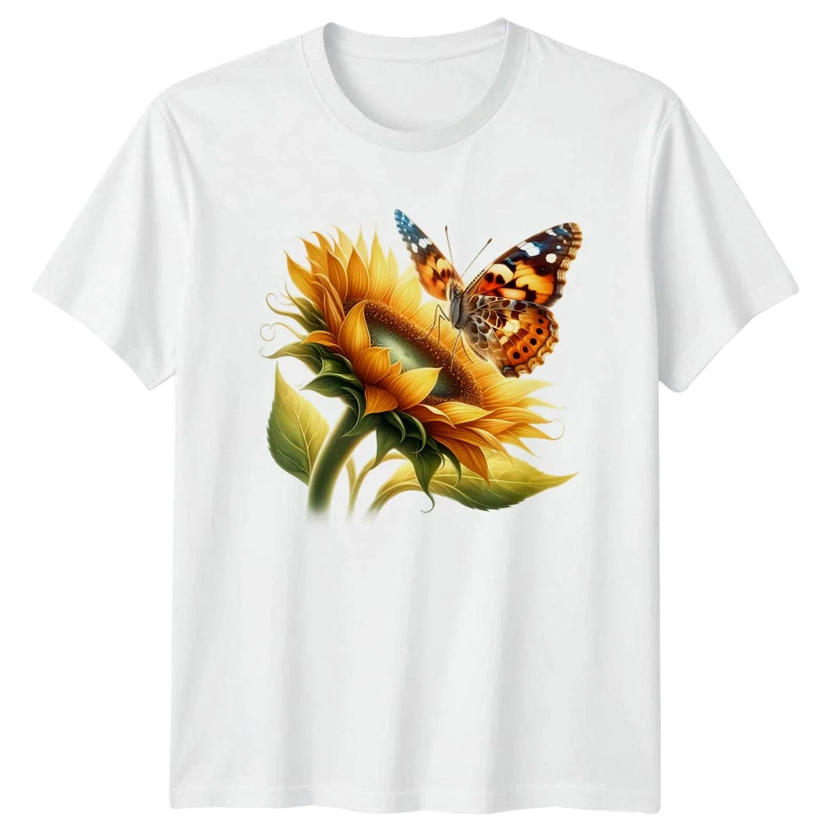 Butterfly Sunflower Nature Floral Mens Womens Tee Graphic Unisex T-Shirt Unisex T-shirt, Sweatshirt, Hoodie, Long Sleeve Tee - T-Shirt, Sweatshirt, Hoodie
