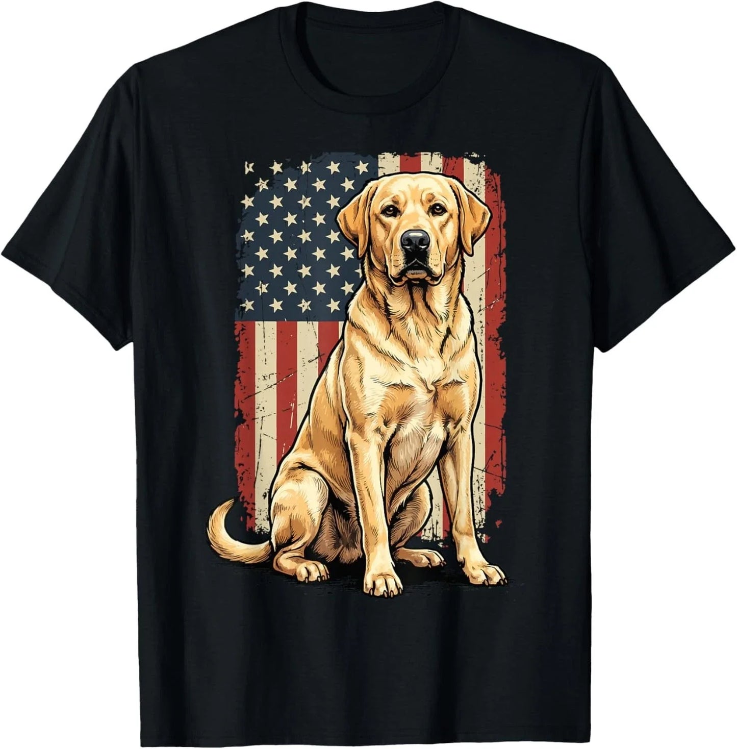 Yellow Labrador Retriever USA Flag T-Shirt, Patriotic Lab Dog T-Shirt Unisex T-shirt, Sweatshirt, Hoodie, Long Sleeve Tee - T-Shirt, Sweatshirt, Hoodie