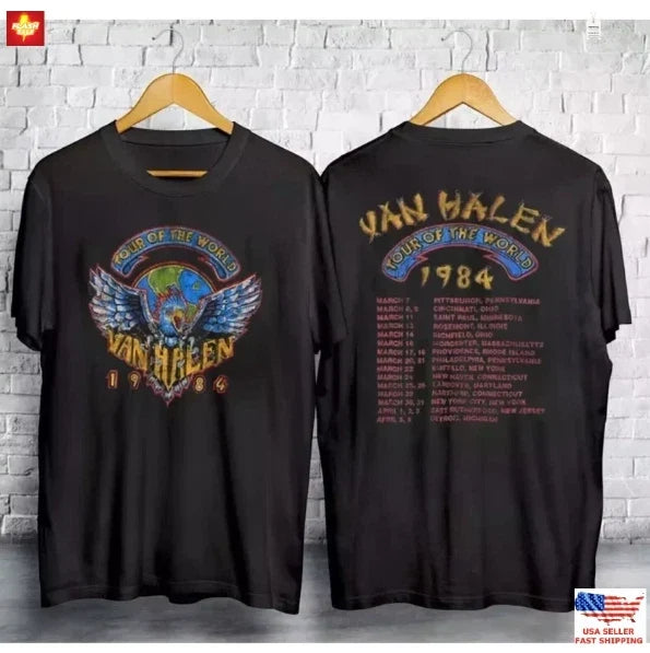 New Arrival Vintage 1984 Van Halen Tour Of The World For Men Women Unisex TShirt Unisex T-shirt, Sweatshirt, Hoodie, Long Sleeve Tee - T-Shirt, Sweatshirt, Hoodie