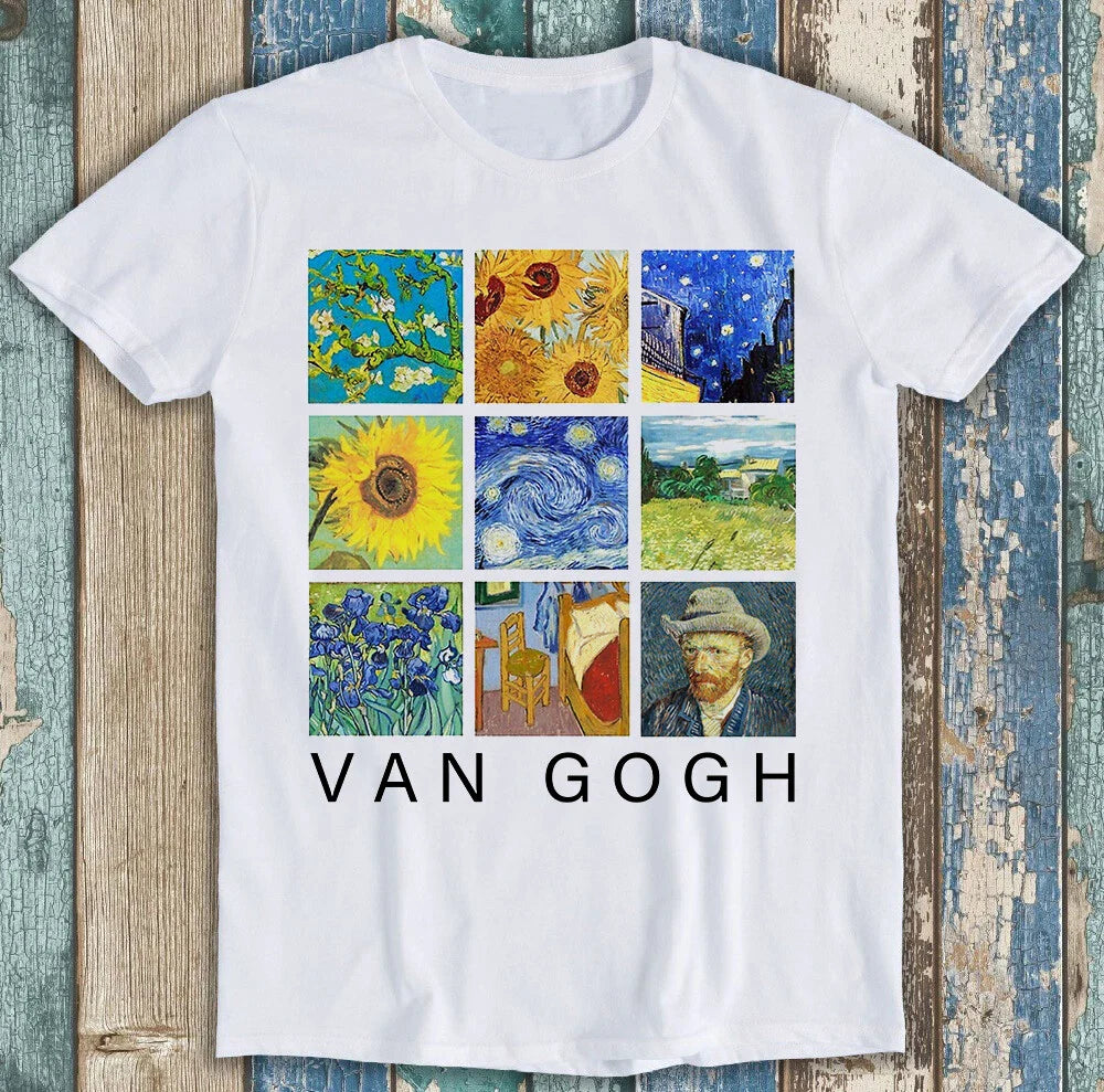 Van Gogh Painting Collage Starry Night Sunflowers Funny Gift Tee T Shirt M1401 Unisex T-shirt, Sweatshirt, Hoodie, Long Sleeve Tee - T-Shirt, Sweatshirt, Hoodie