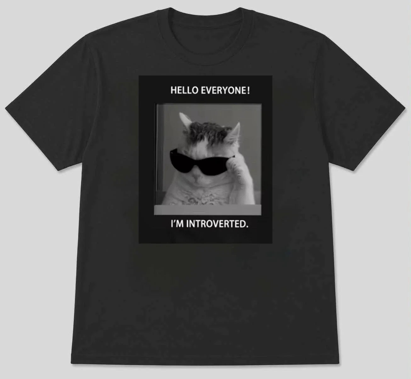Funny Introvert Cat | Cool Cat in Sunglasses Meme T-Shirt S M L XL 2 3 4 XL Unisex T-shirt, Sweatshirt, Hoodie, Long Sleeve Tee - T-Shirt, Sweatshirt, Hoodie