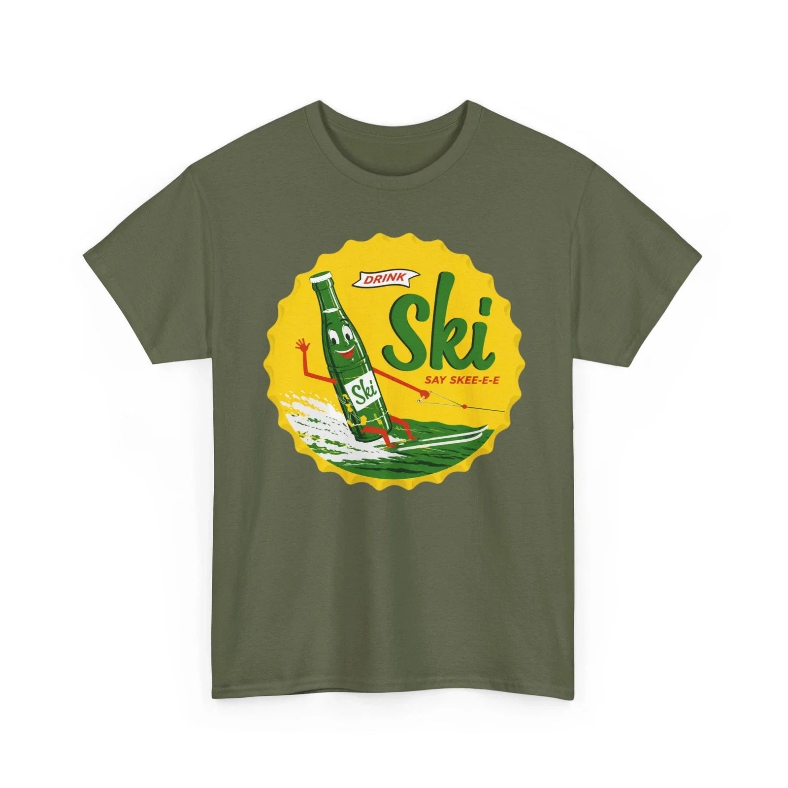 Drink Ski Say Skee-e-e Water Skiing Bottle Retro Soda Cap Pop Beverage T-Shirt Unisex T-shirt, Sweatshirt, Hoodie, Long Sleeve Tee - T-Shirt, Sweatshirt, Hoodie
